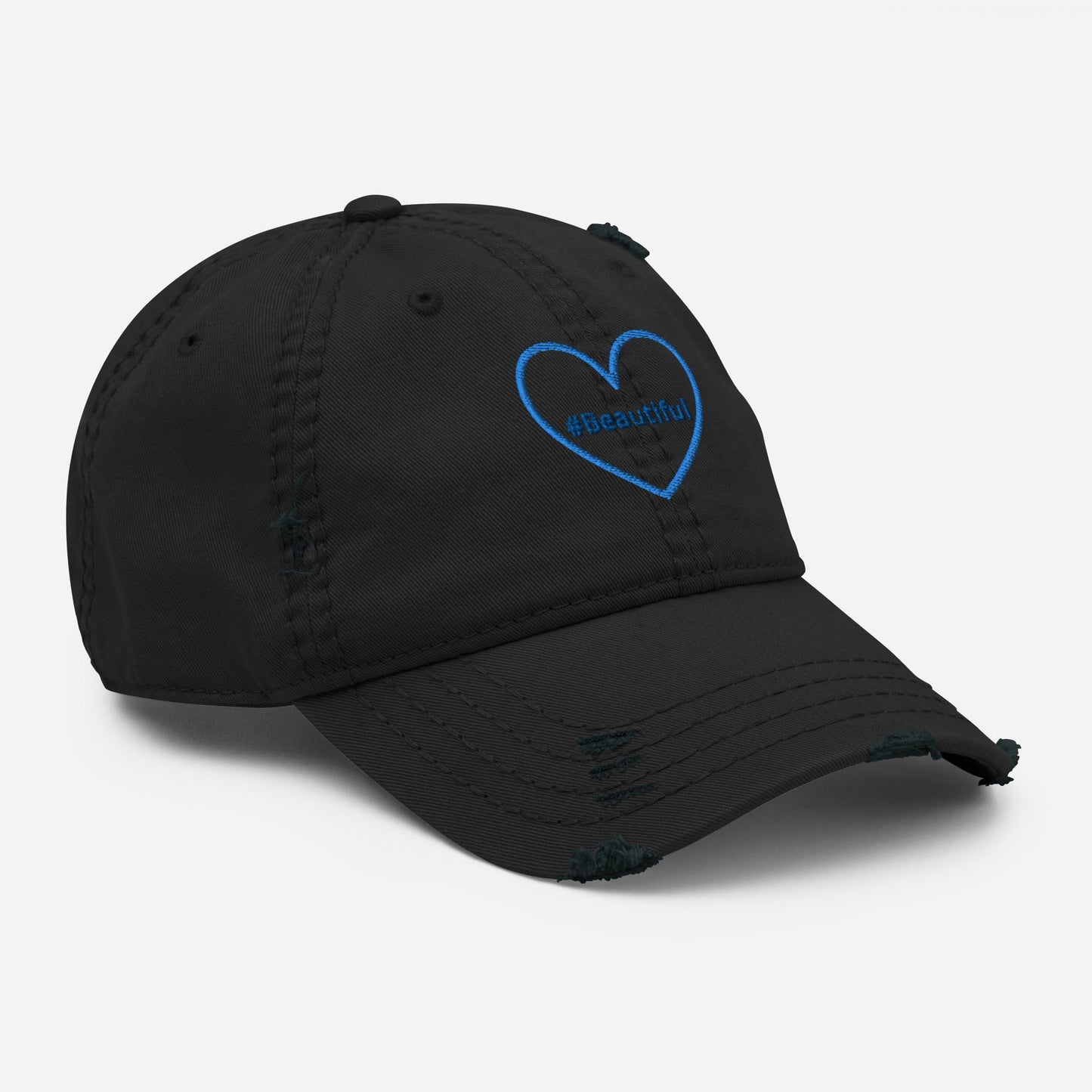 #Beautiful Blue Heart Distressed Hat - Hats - Discovery Co.