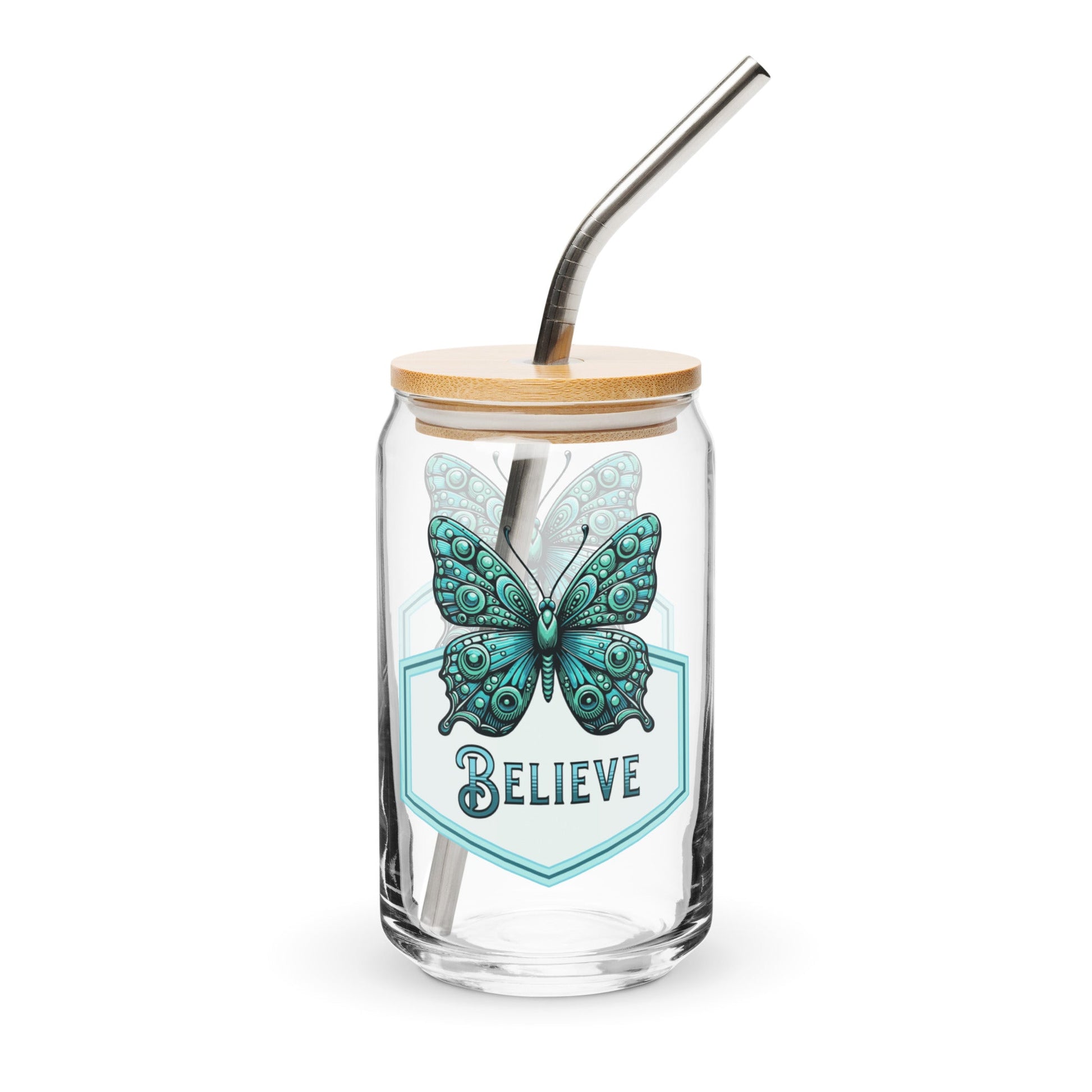 Believe - Butterfly Can - Shaped Glass - Can - Shaped Glass - Discovery Co.