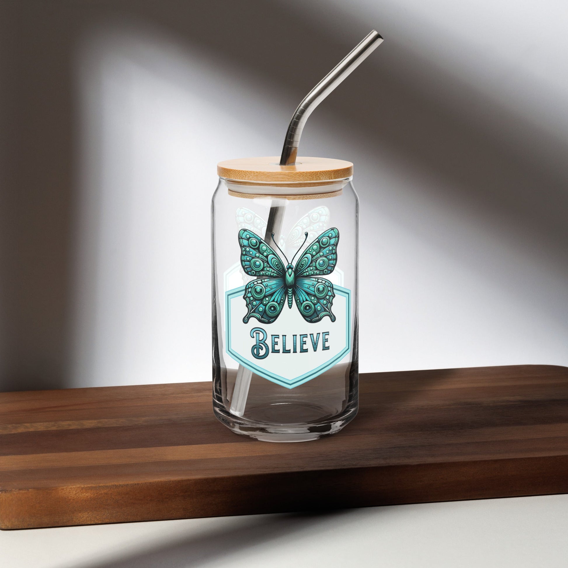 Believe - Butterfly Can - Shaped Glass - Can - Shaped Glass - Discovery Co.
