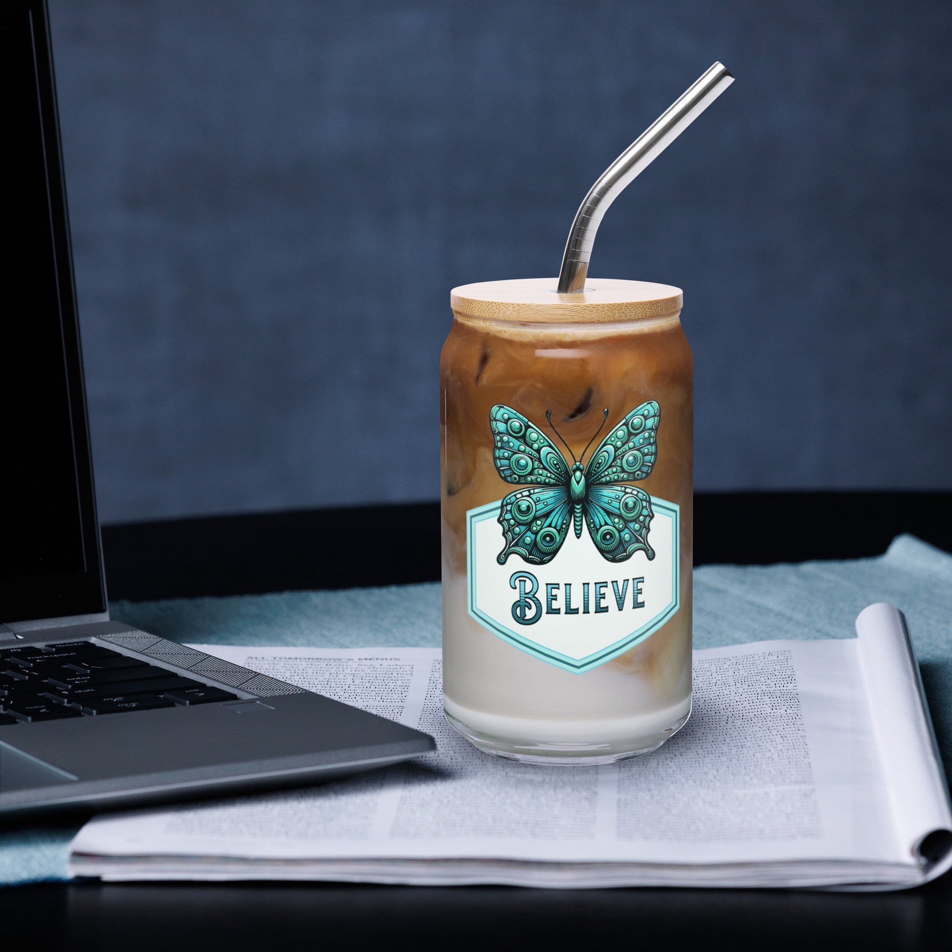 Believe - Butterfly Can - Shaped Glass - Can - Shaped Glass - Discovery Co.