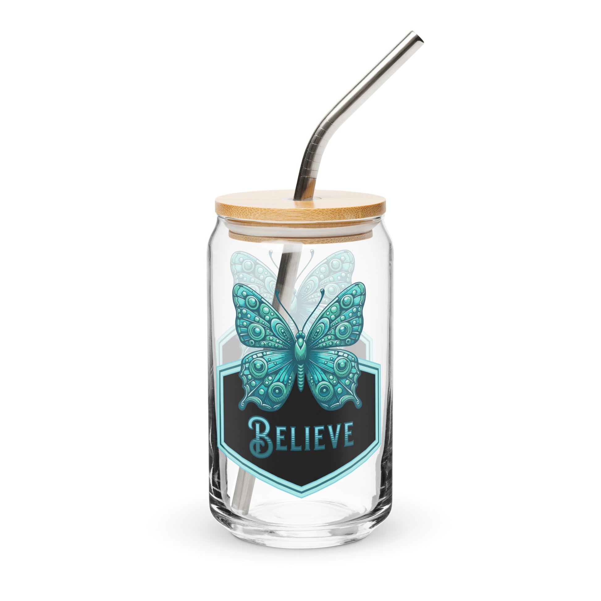 Believe - Butterfly II Can - Shaped Glass - Can - Shaped Glass - Discovery Co.