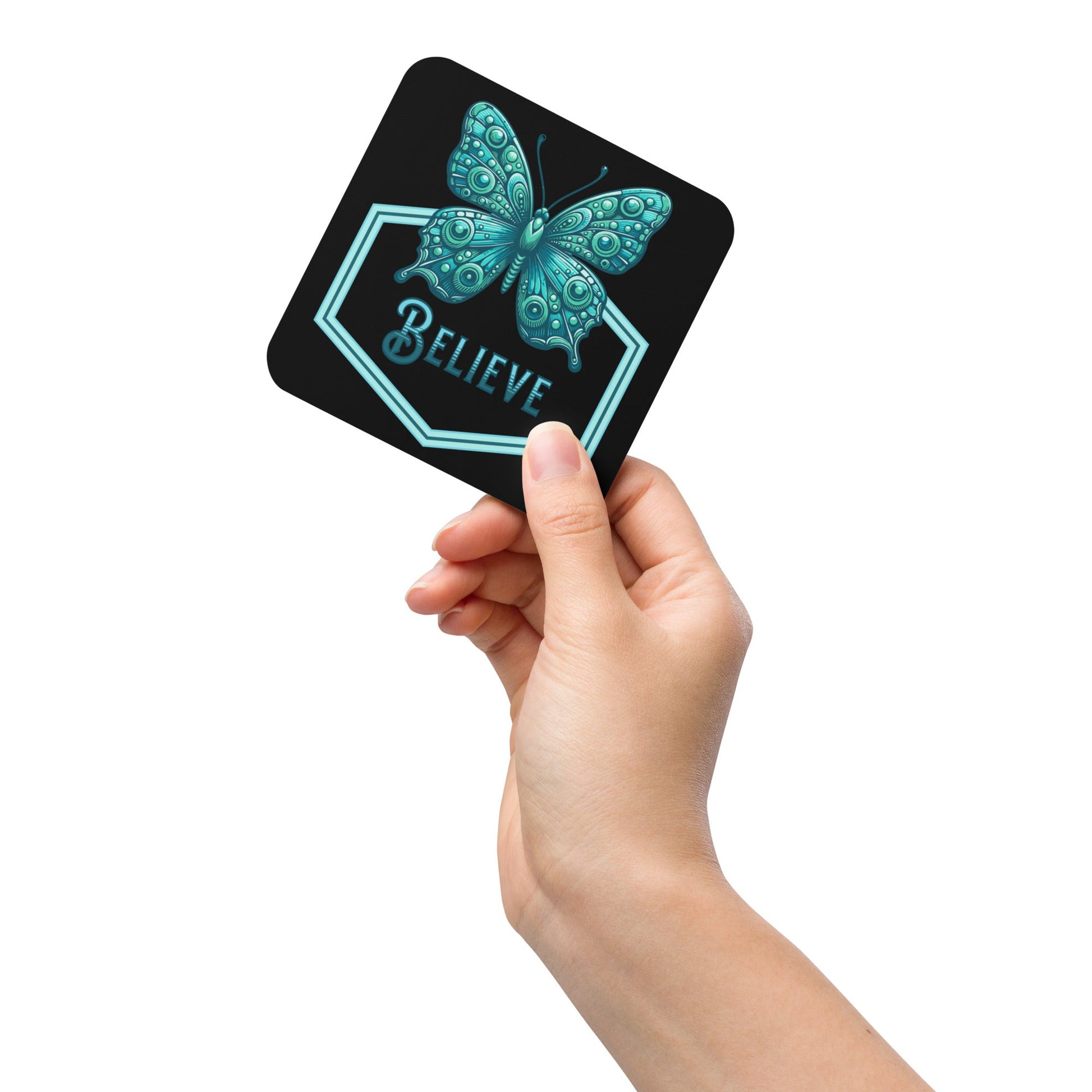 Believe - Butterfly II Cork - Back Coaster - Coasters - Discovery Co.