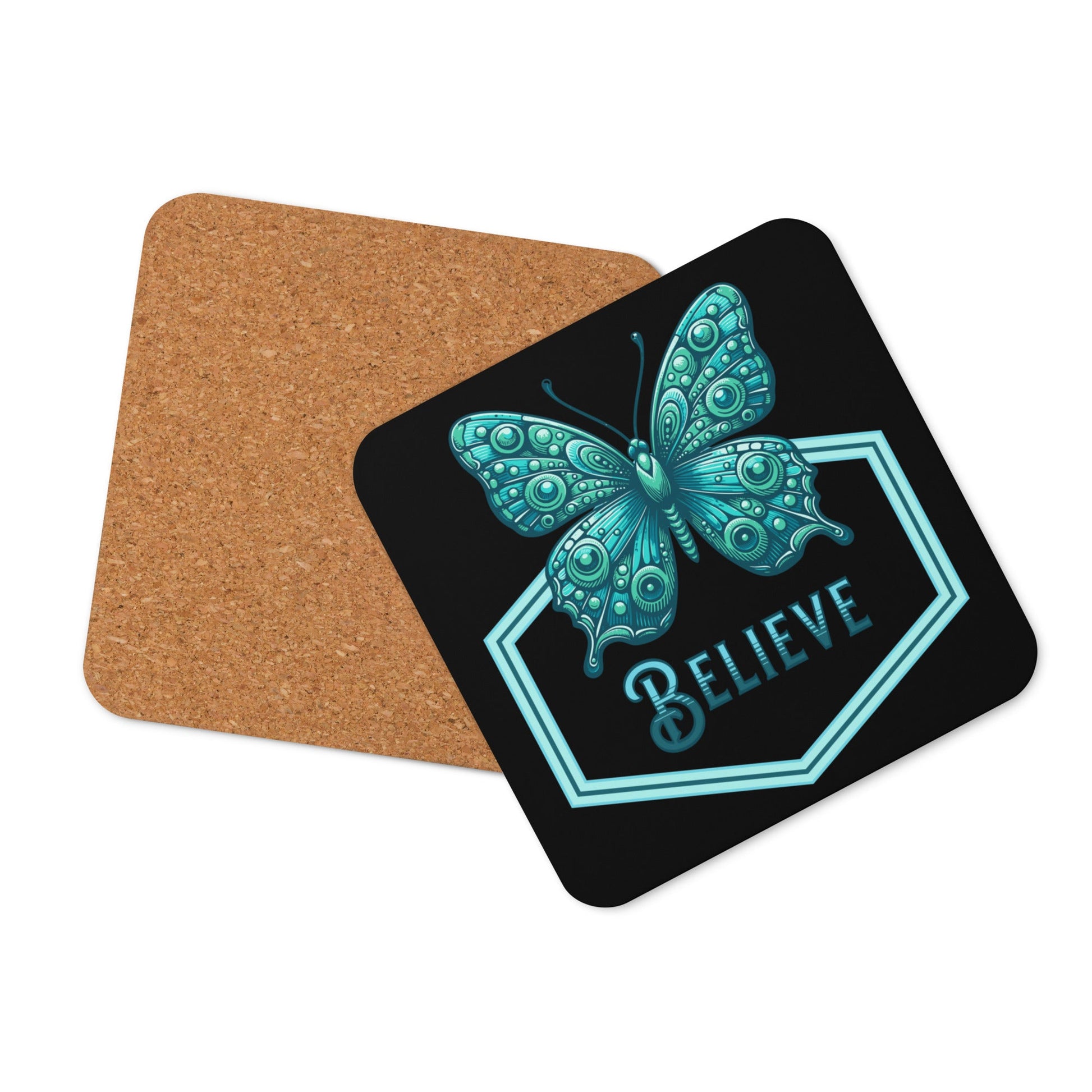 Believe - Butterfly II Cork - Back Coaster - Coasters - Discovery Co.