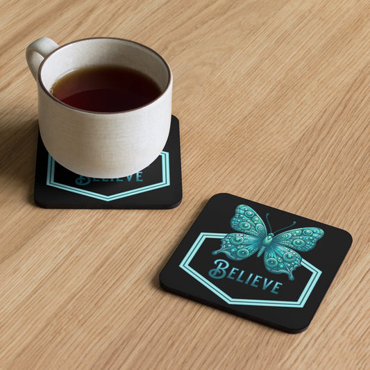 Believe - Butterfly II Cork - Back Coaster - Coasters - Discovery Co.