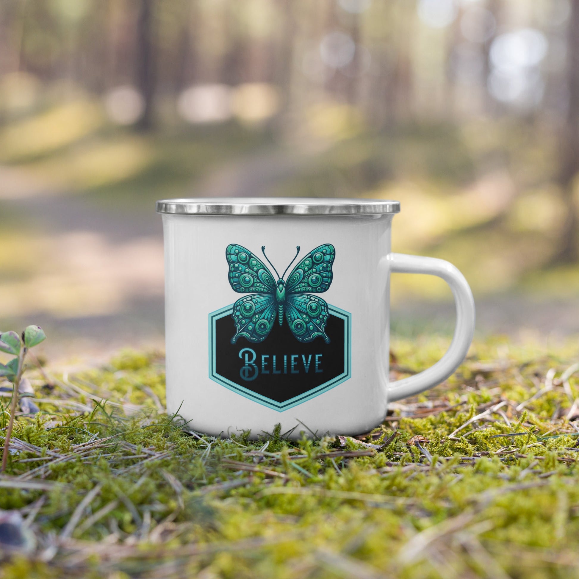 Believe - Butterfly II Enamel Mug - Mugs - Discovery Co.
