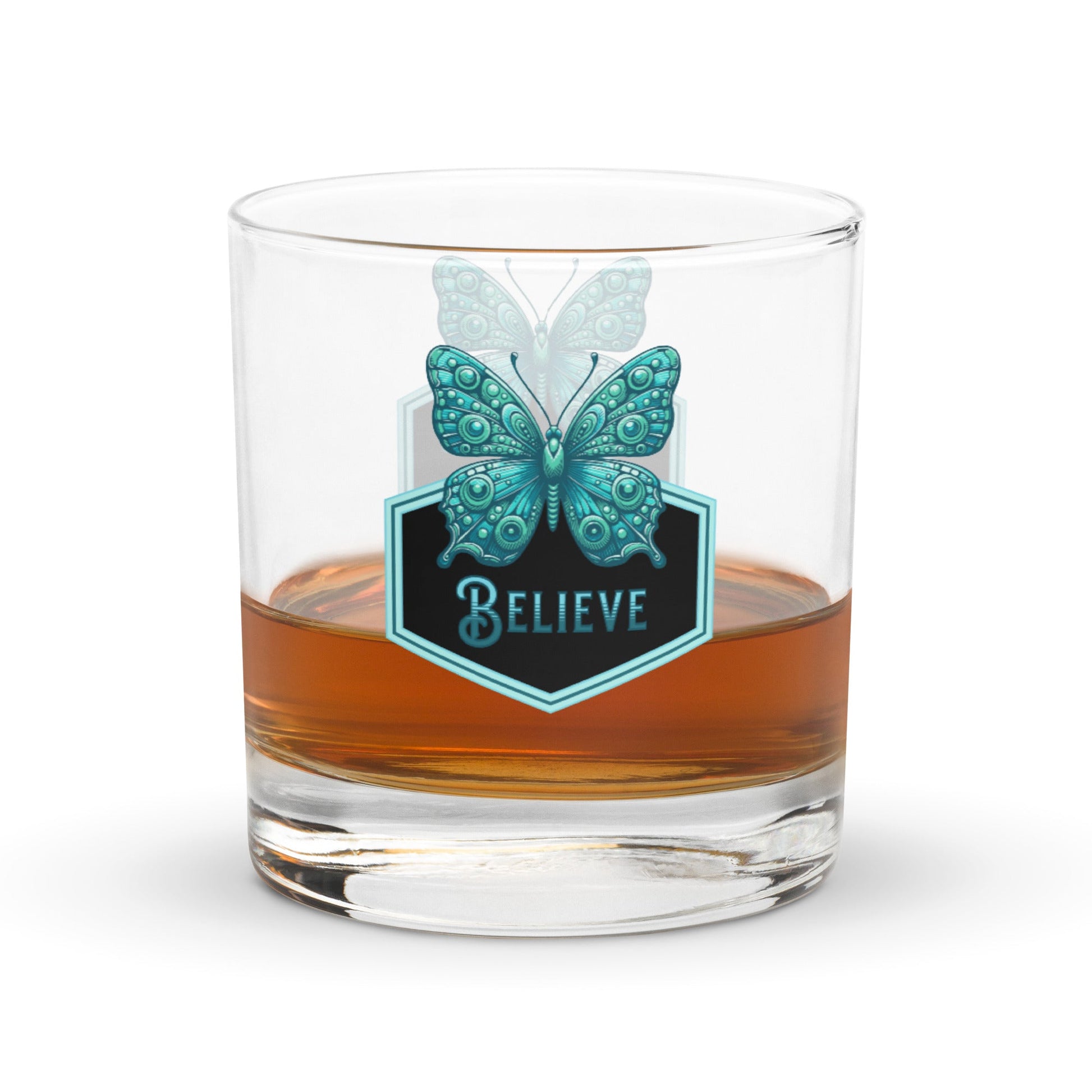 Believe - Butterfly II Rocks Glass - Rocks Glass - Discovery Co.