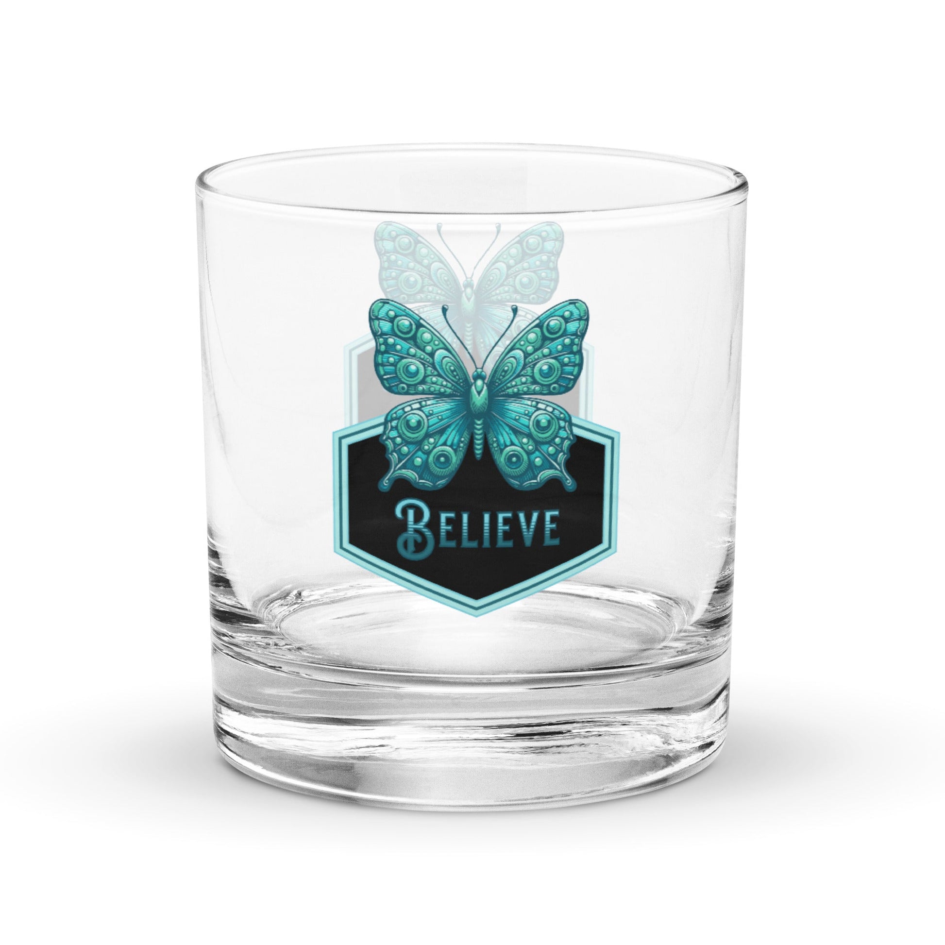 Believe - Butterfly II Rocks Glass - Rocks Glass - Discovery Co.