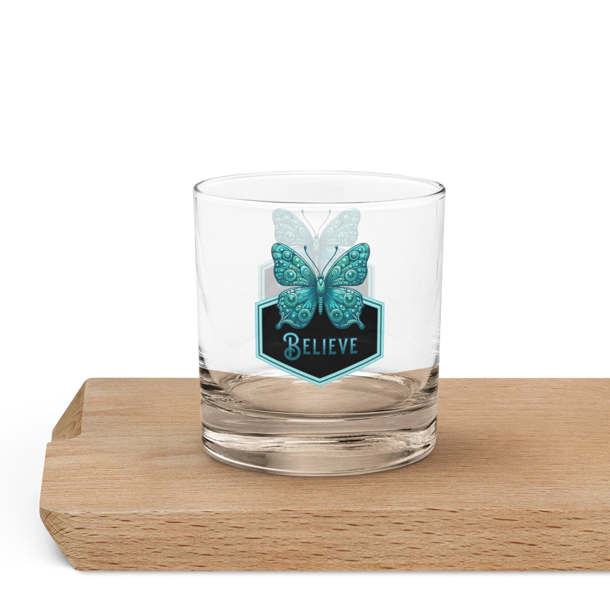 Believe - Butterfly II Rocks Glass - Rocks Glass - Discovery Co.