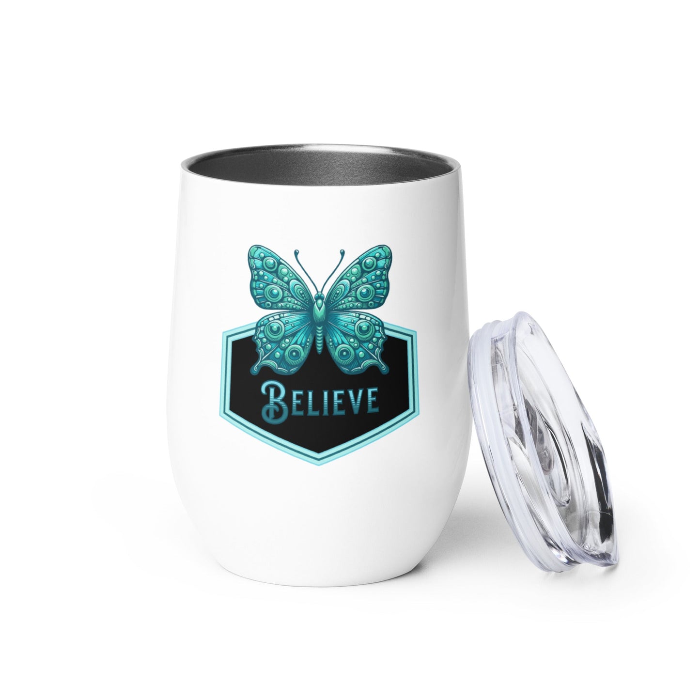 Believe - Butterfly II Stainless Steel Wine Tumbler - Steel Tumbler - Discovery Co.