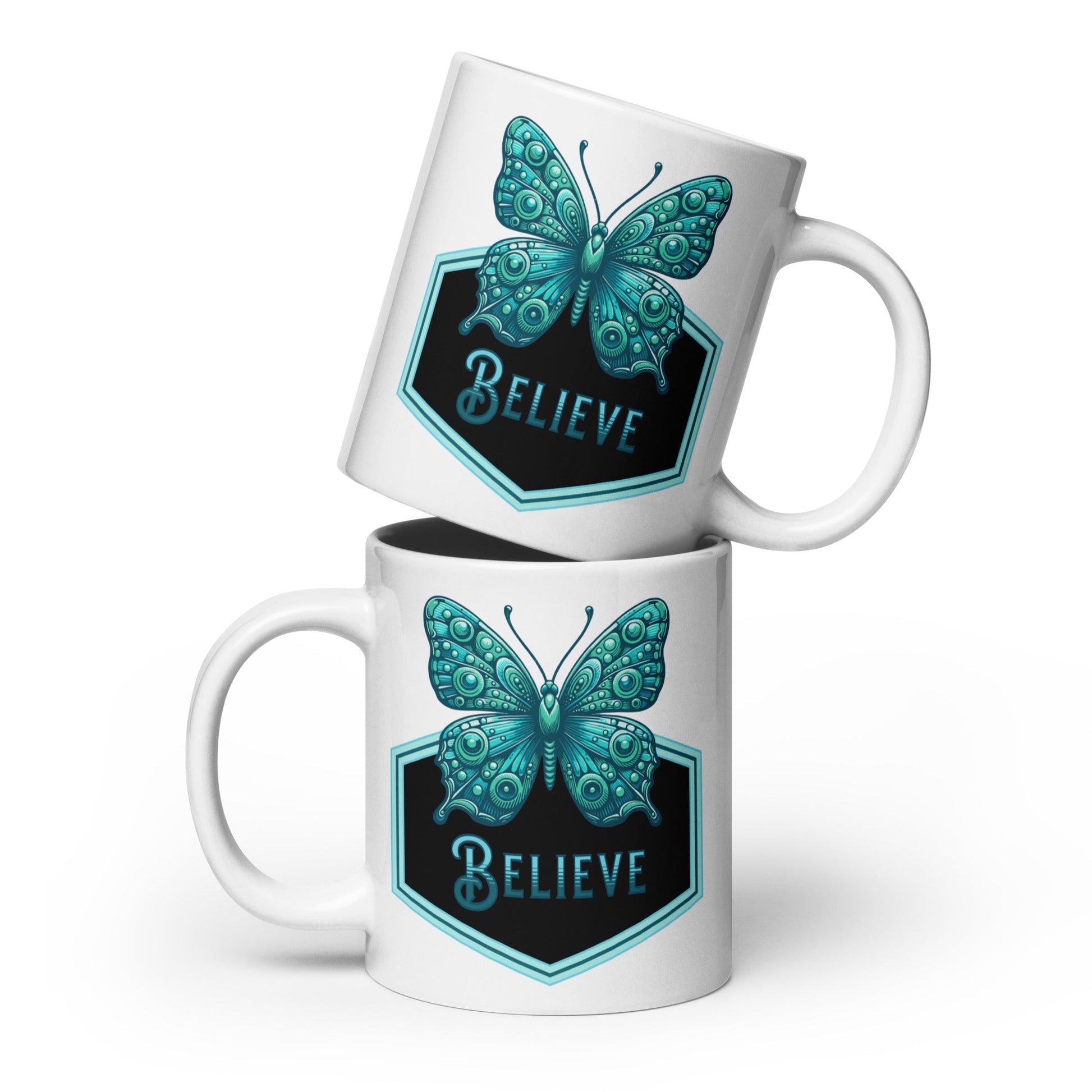Believe - Butterfly II White Glossy Mug (11 oz. 15 oz, 20 oz) - Mugs - Discovery Co.