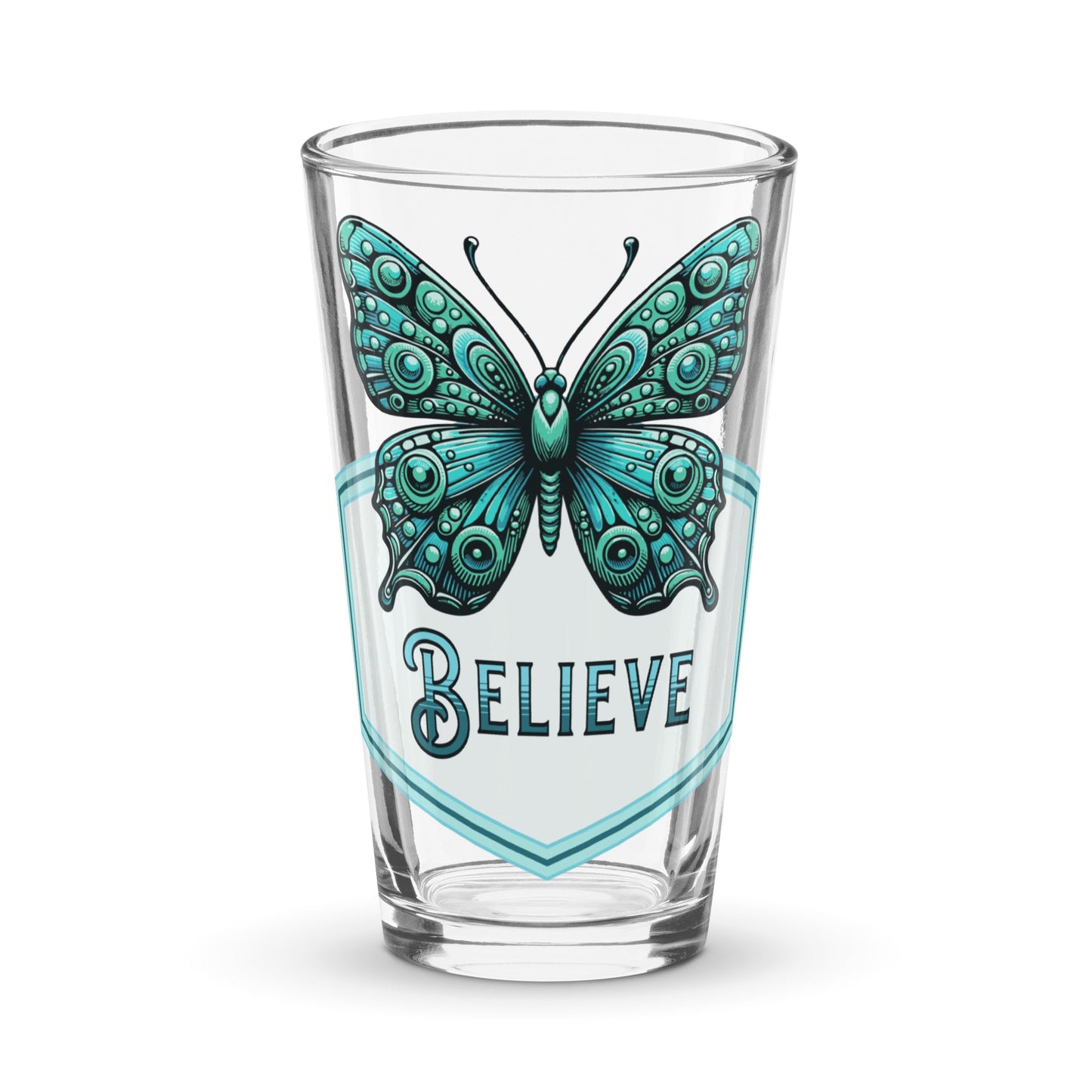 Believe - Butterfly Pint Glass - Beer Glass - Discovery Co.