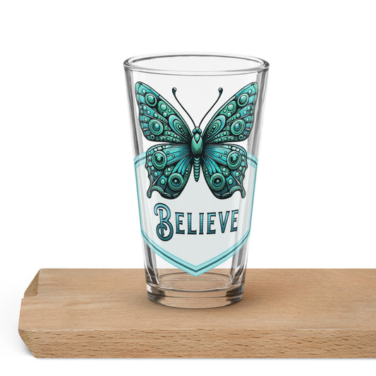 Believe - Butterfly Pint Glass - Beer Glass - Discovery Co.