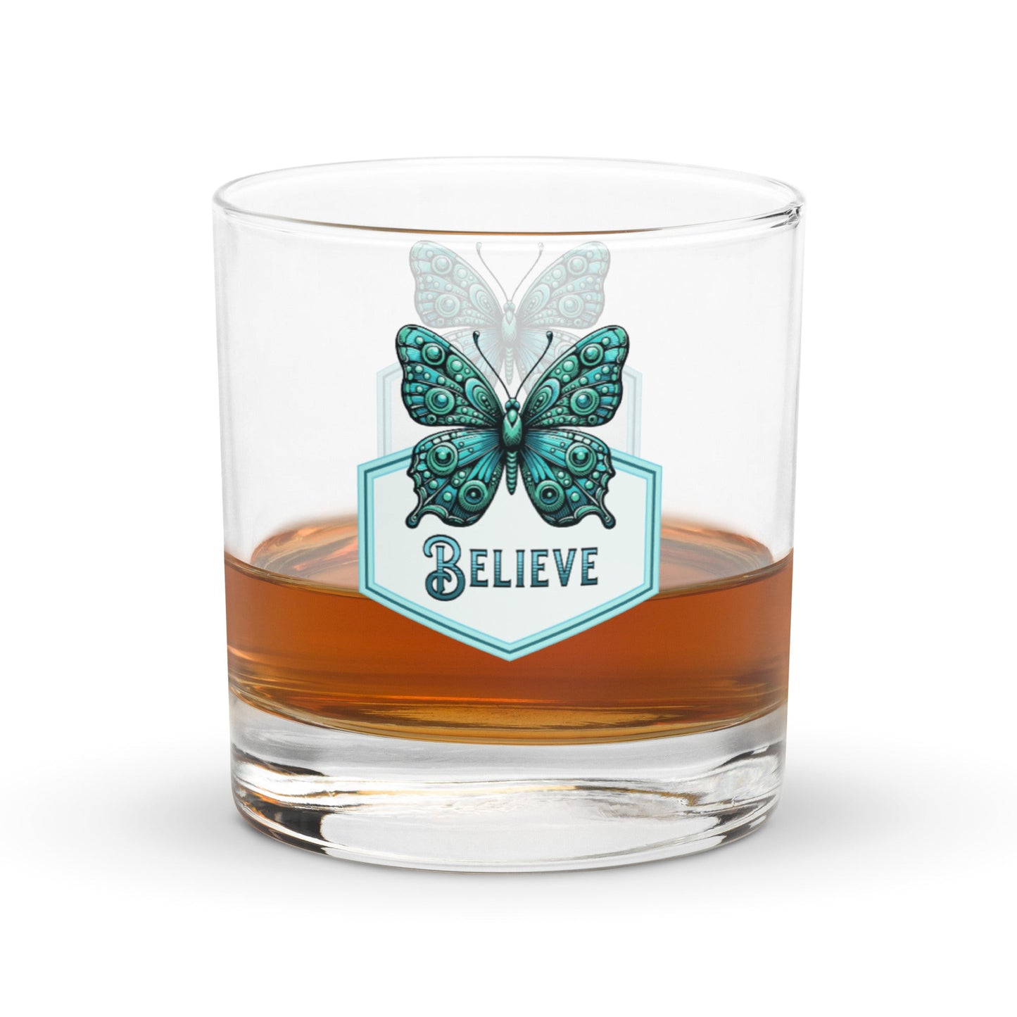 Believe - Butterfly Rocks Glass - Rocks Glass - Discovery Co.