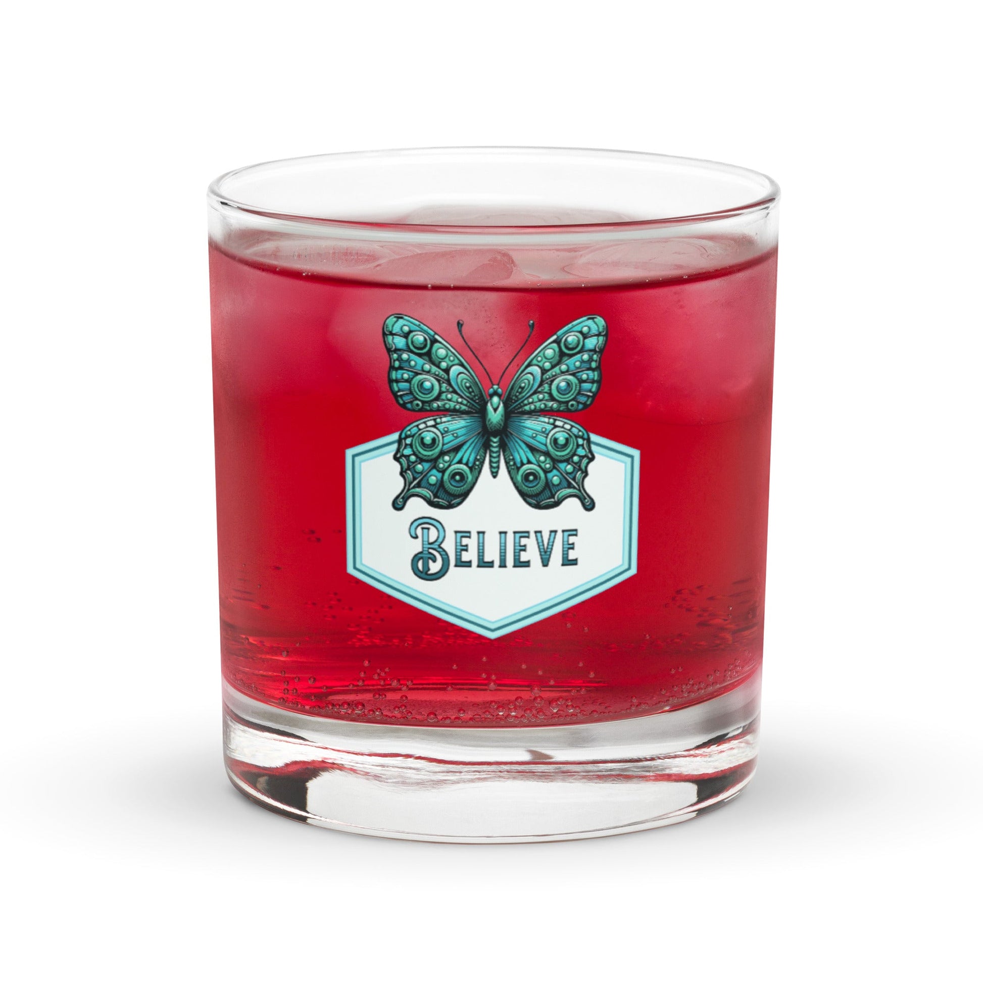Believe - Butterfly Rocks Glass - Rocks Glass - Discovery Co.