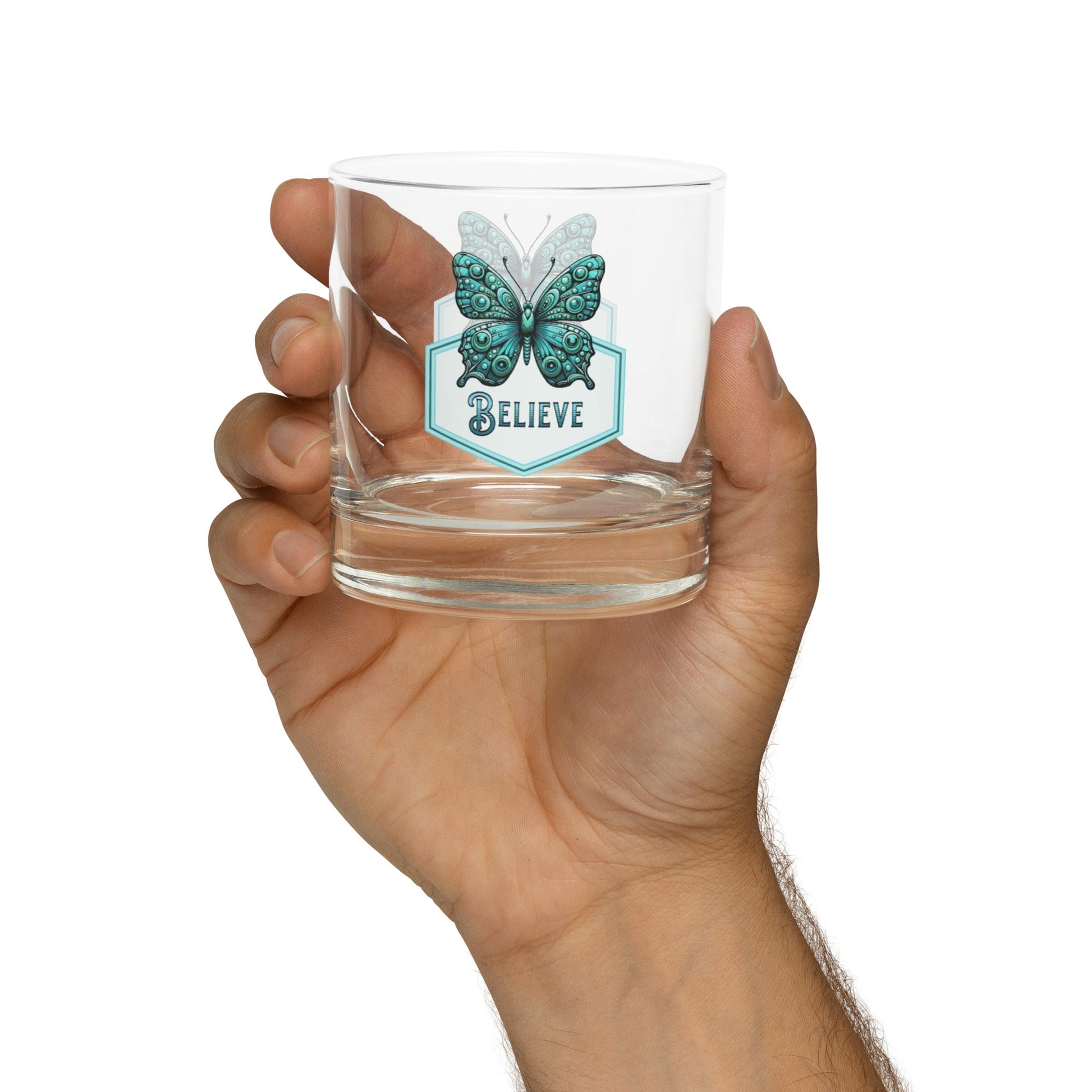 Believe - Butterfly Rocks Glass - Rocks Glass - Discovery Co.