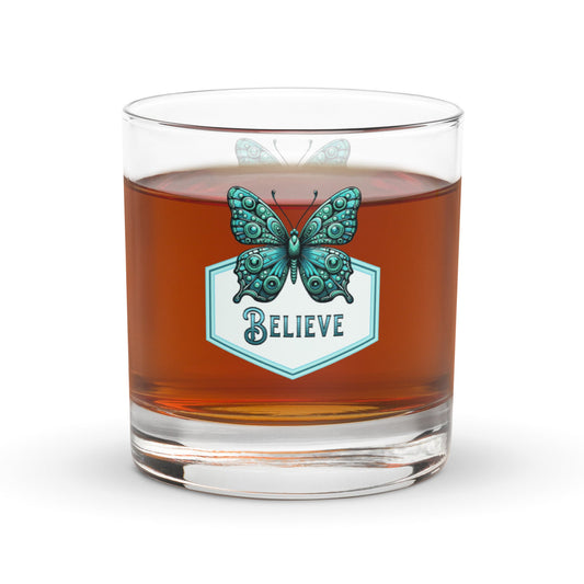Believe - Butterfly Rocks Glass - Rocks Glass - Discovery Co.