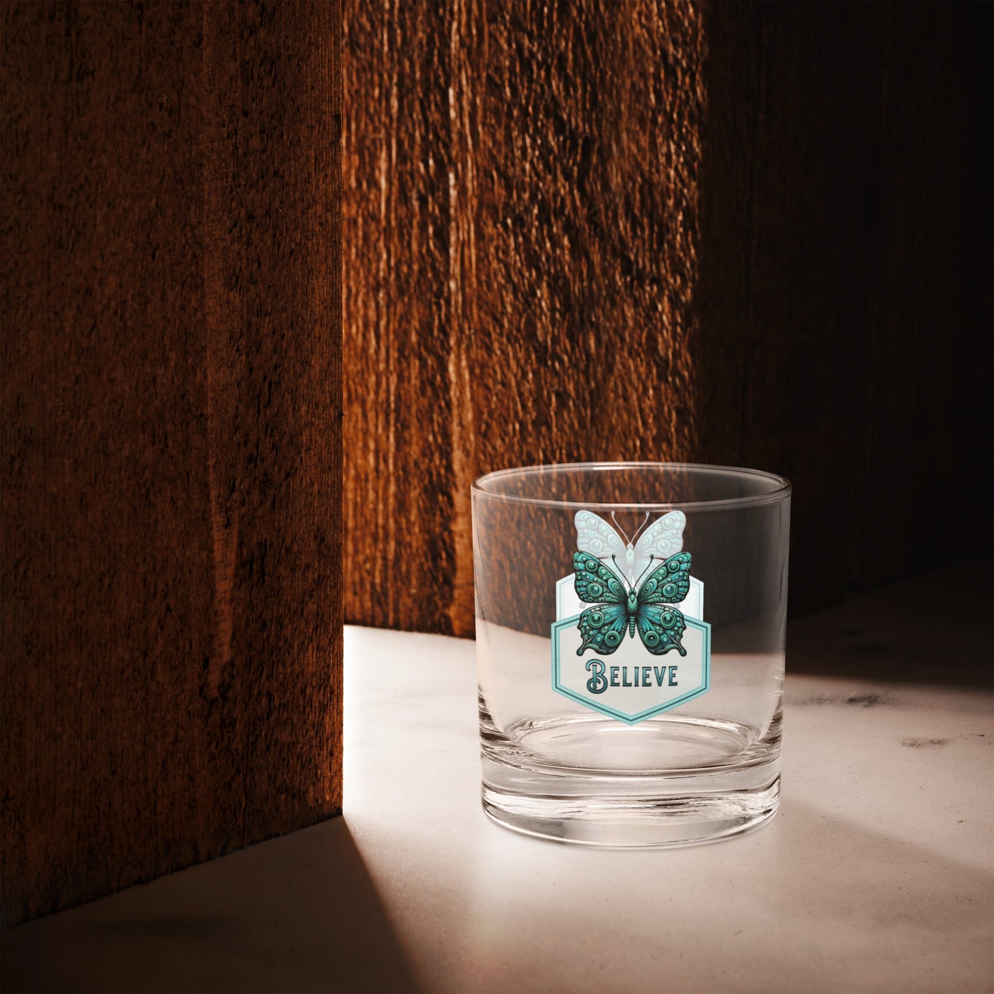 Believe - Butterfly Rocks Glass - Rocks Glass - Discovery Co.