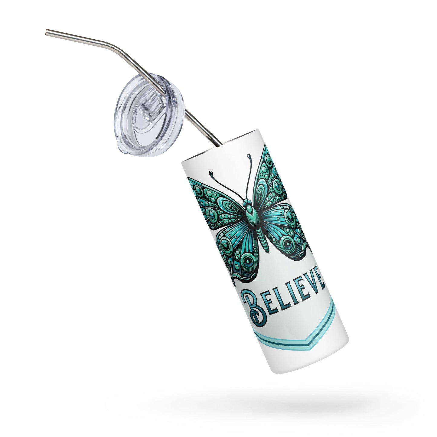 Believe - Butterfly Stainless Steel Tumbler - Steel Tumbler - Discovery Co.