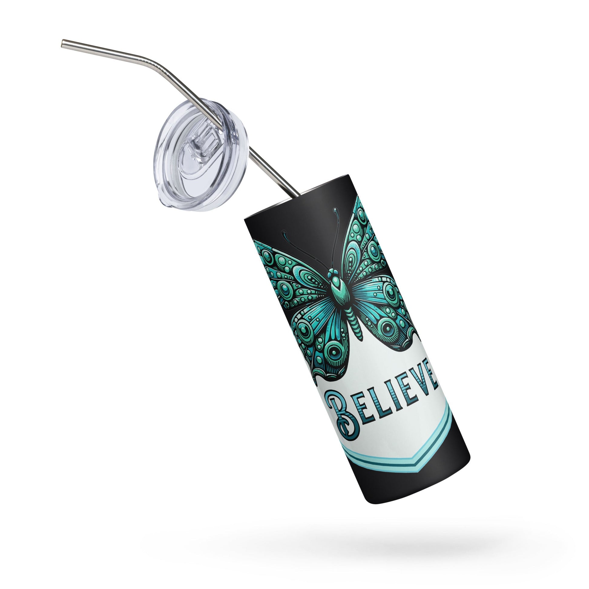 Believe - Butterfly Stainless Steel Tumbler - Steel Tumbler - Discovery Co.