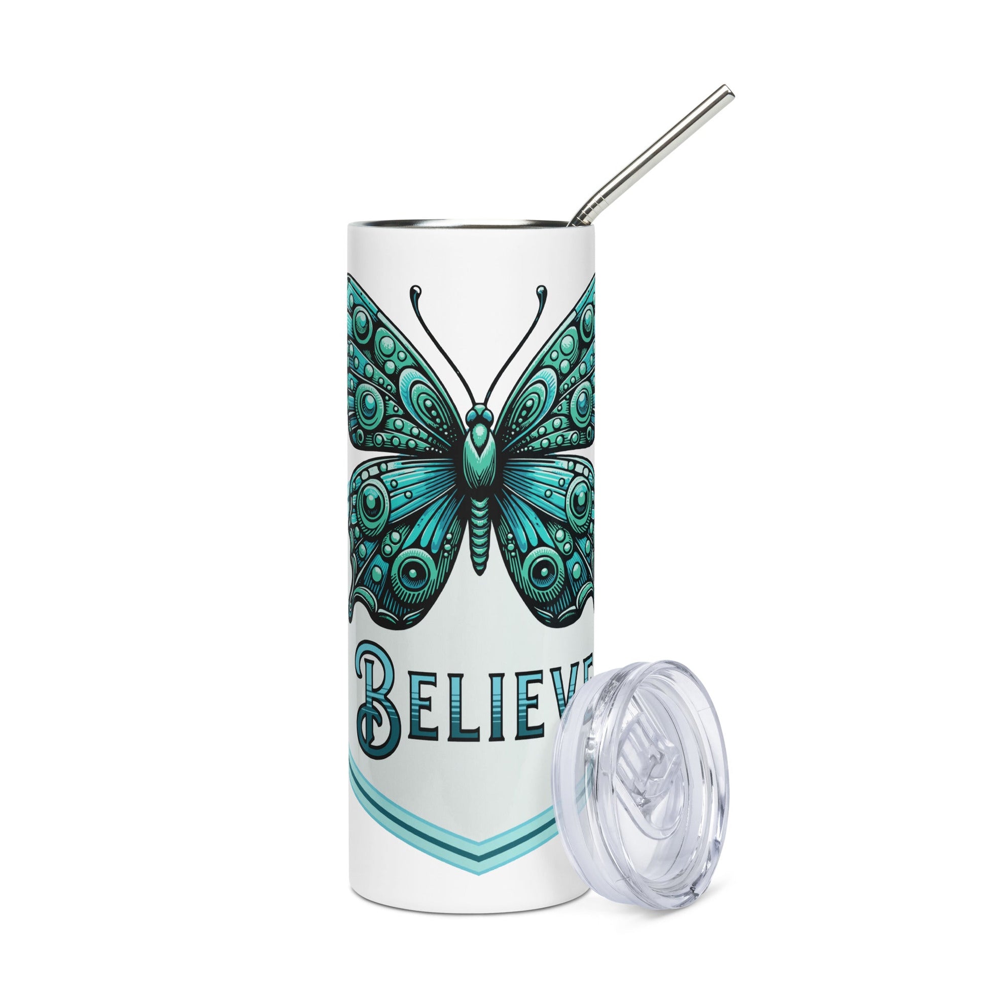Believe - Butterfly Stainless Steel Tumbler - Steel Tumbler - Discovery Co.