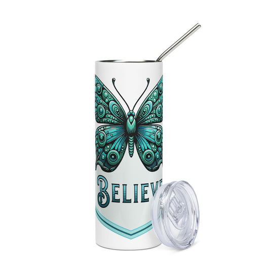 Believe - Butterfly Stainless Steel Tumbler - Steel Tumbler - Discovery Co.