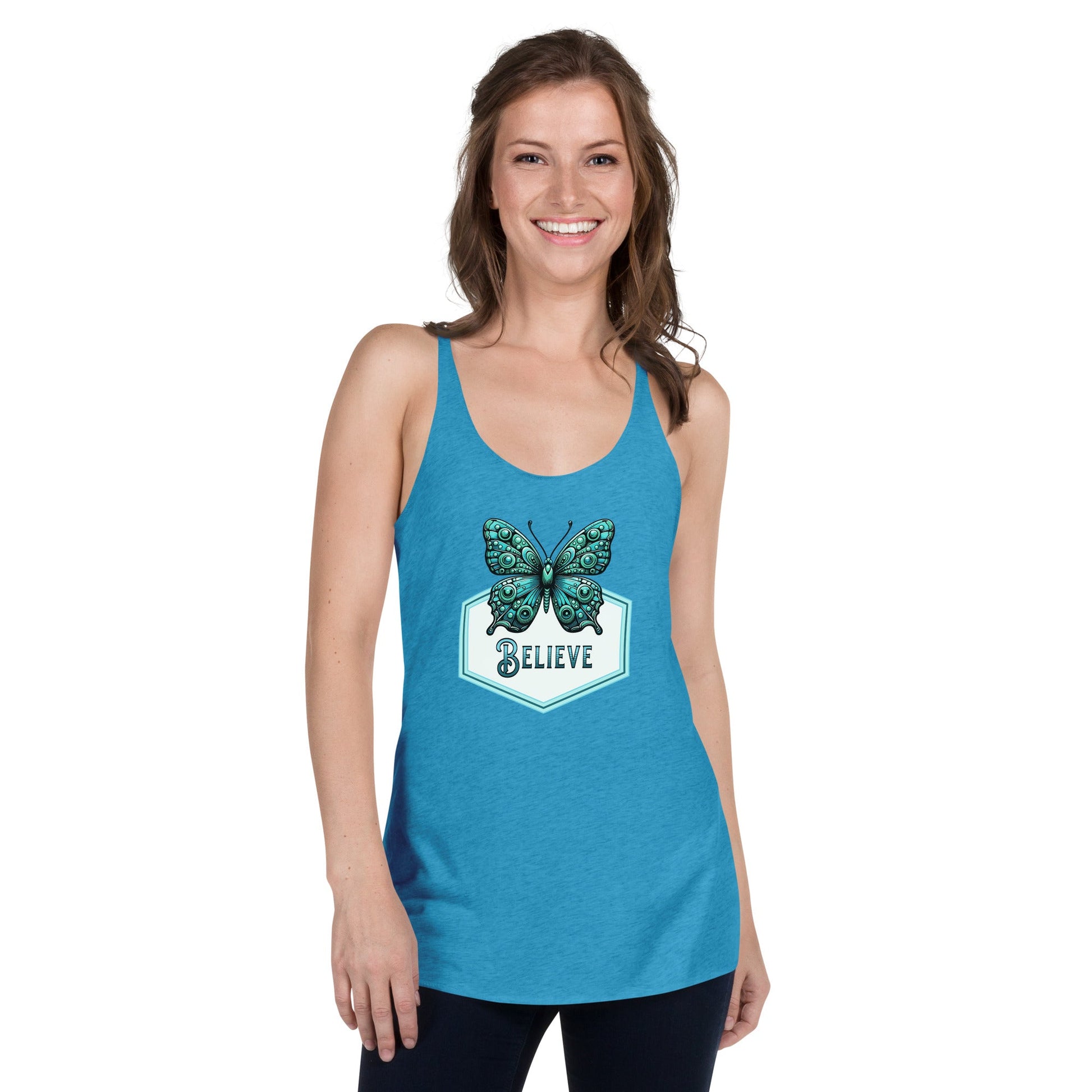 Believe - Butterfly Women's Racerback Tank - Women's Shirts - Discovery Co.