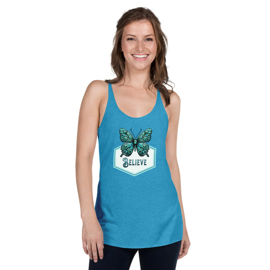 Believe - Butterfly Women's Racerback Tank - Women's Shirts - Discovery Co.