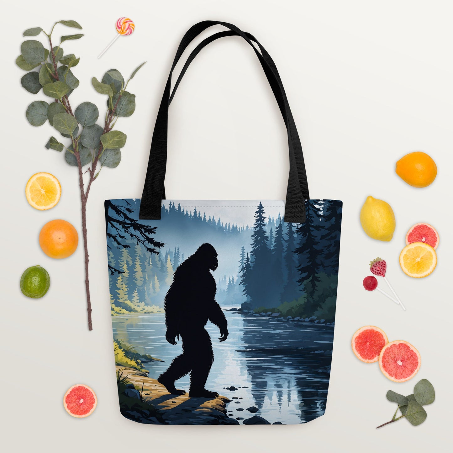 Big Foot By The River Tote Bag - Tote Bags - Discovery Co.