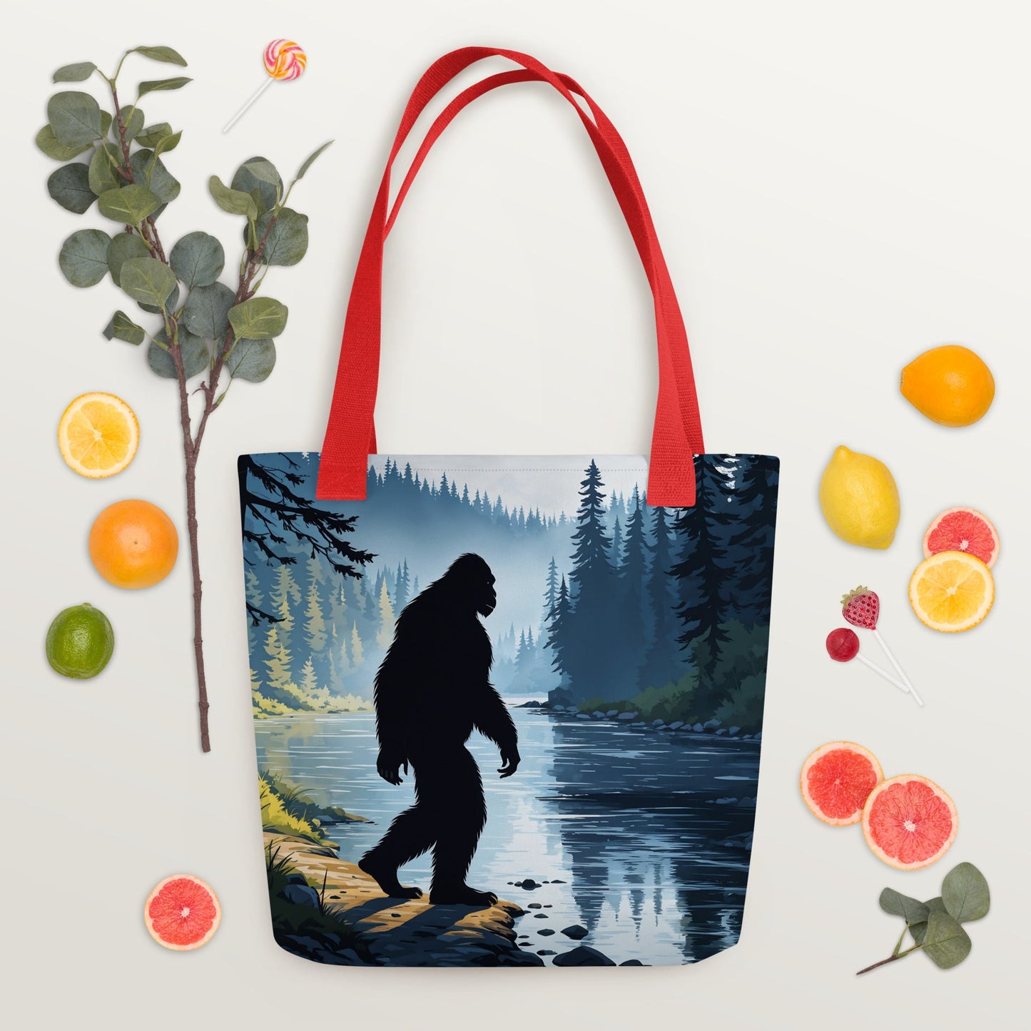 Big Foot By The River Tote Bag - Tote Bags - Discovery Co.