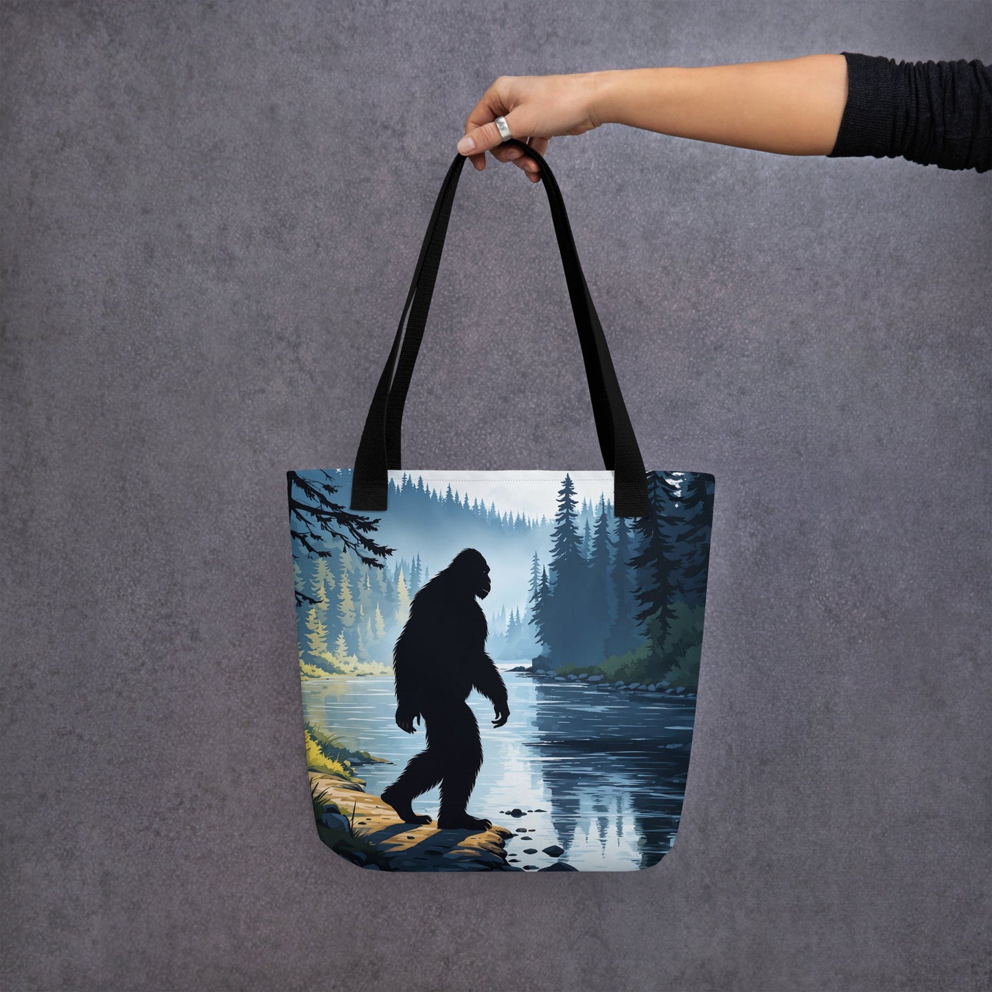 Big Foot By The River Tote Bag - Tote Bags - Discovery Co.