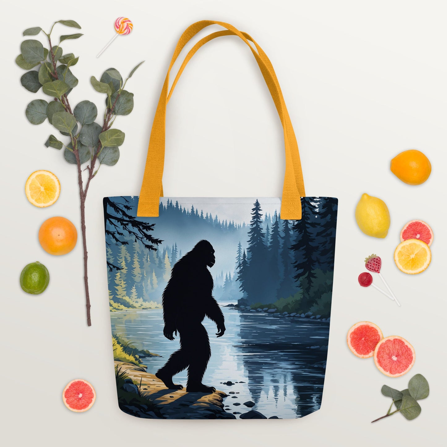 Big Foot By The River Tote Bag - Tote Bags - Discovery Co.