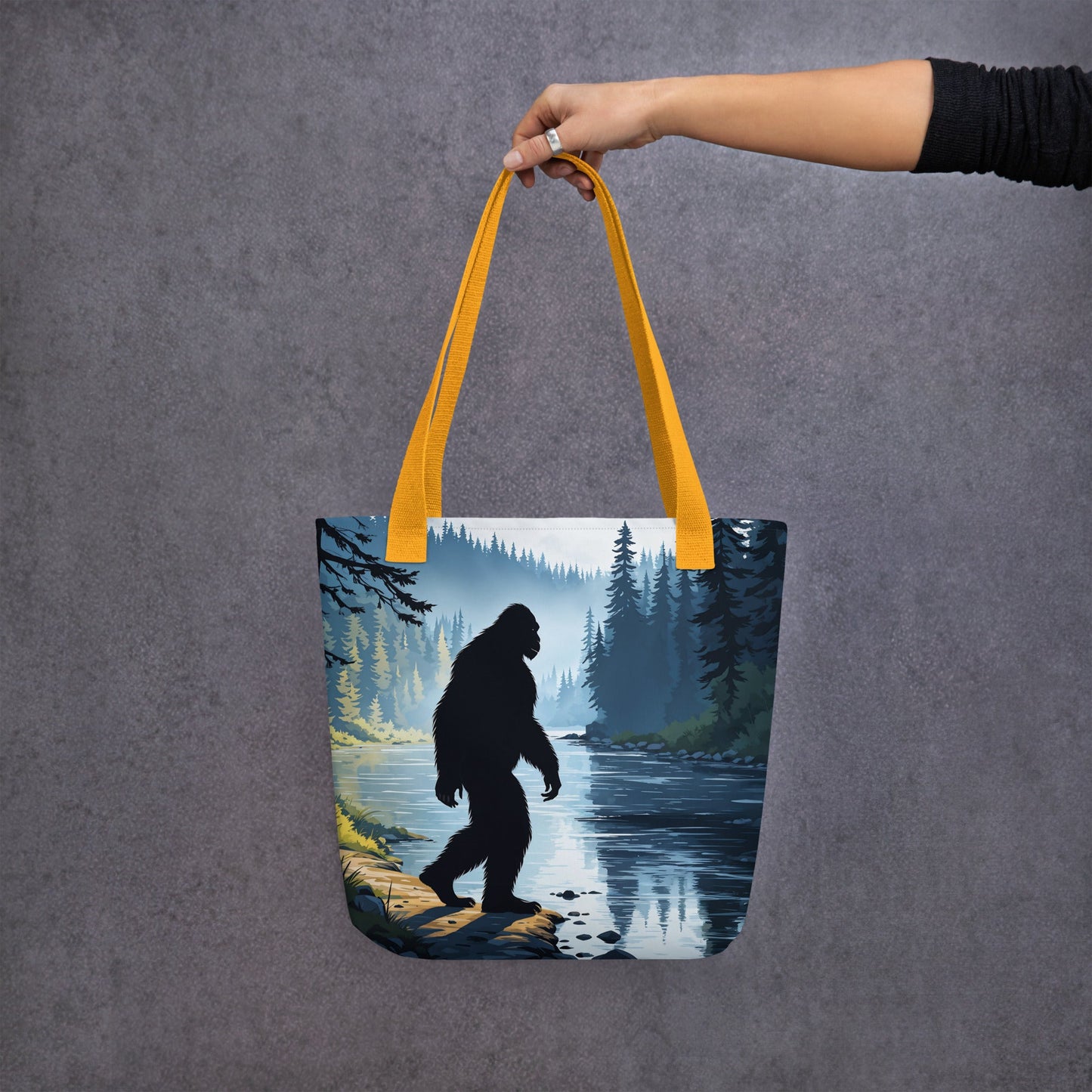 Big Foot By The River Tote Bag - Tote Bags - Discovery Co.