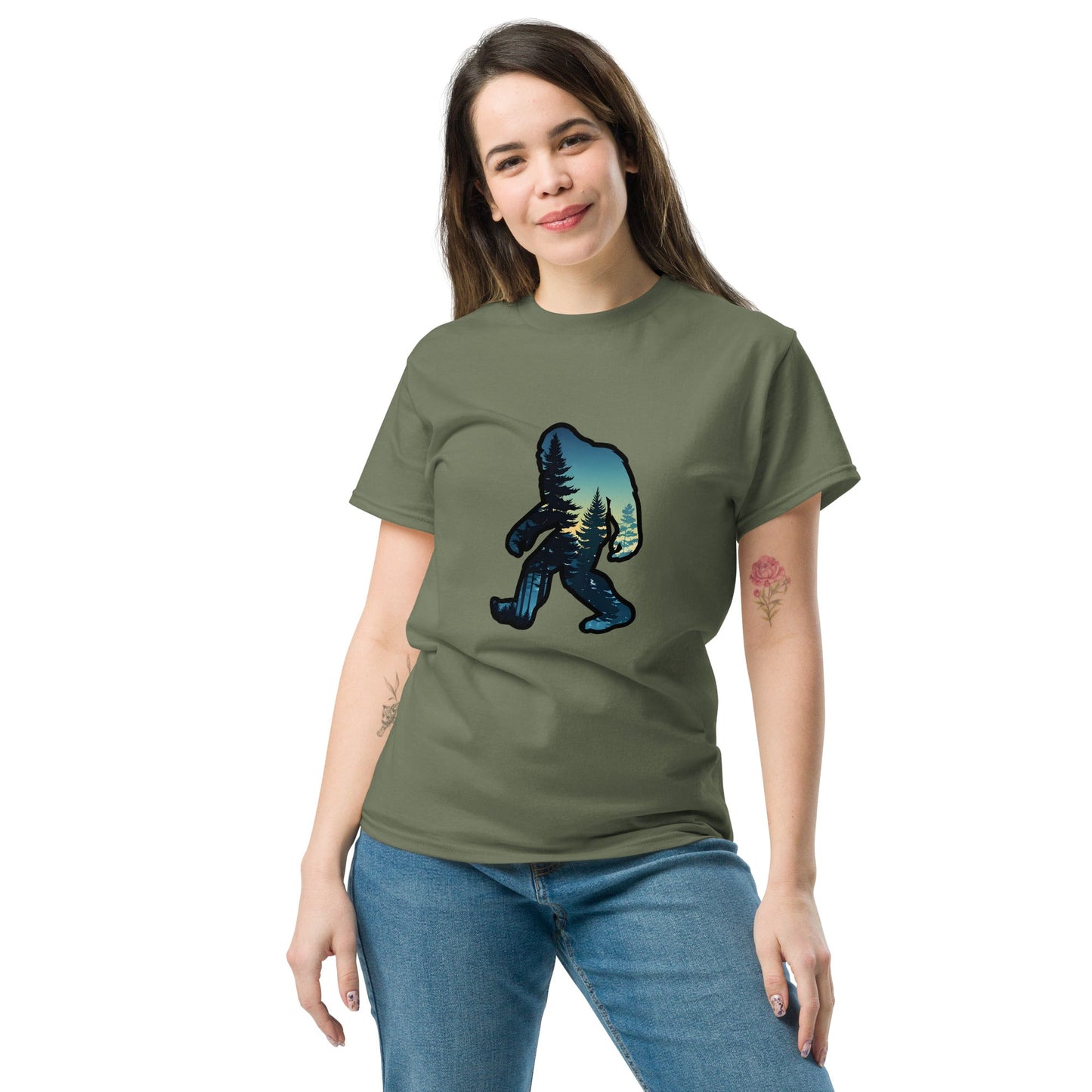 Big Foot Sunset Forest Women's Classic Tee - Women's Shirts - Discovery Co.