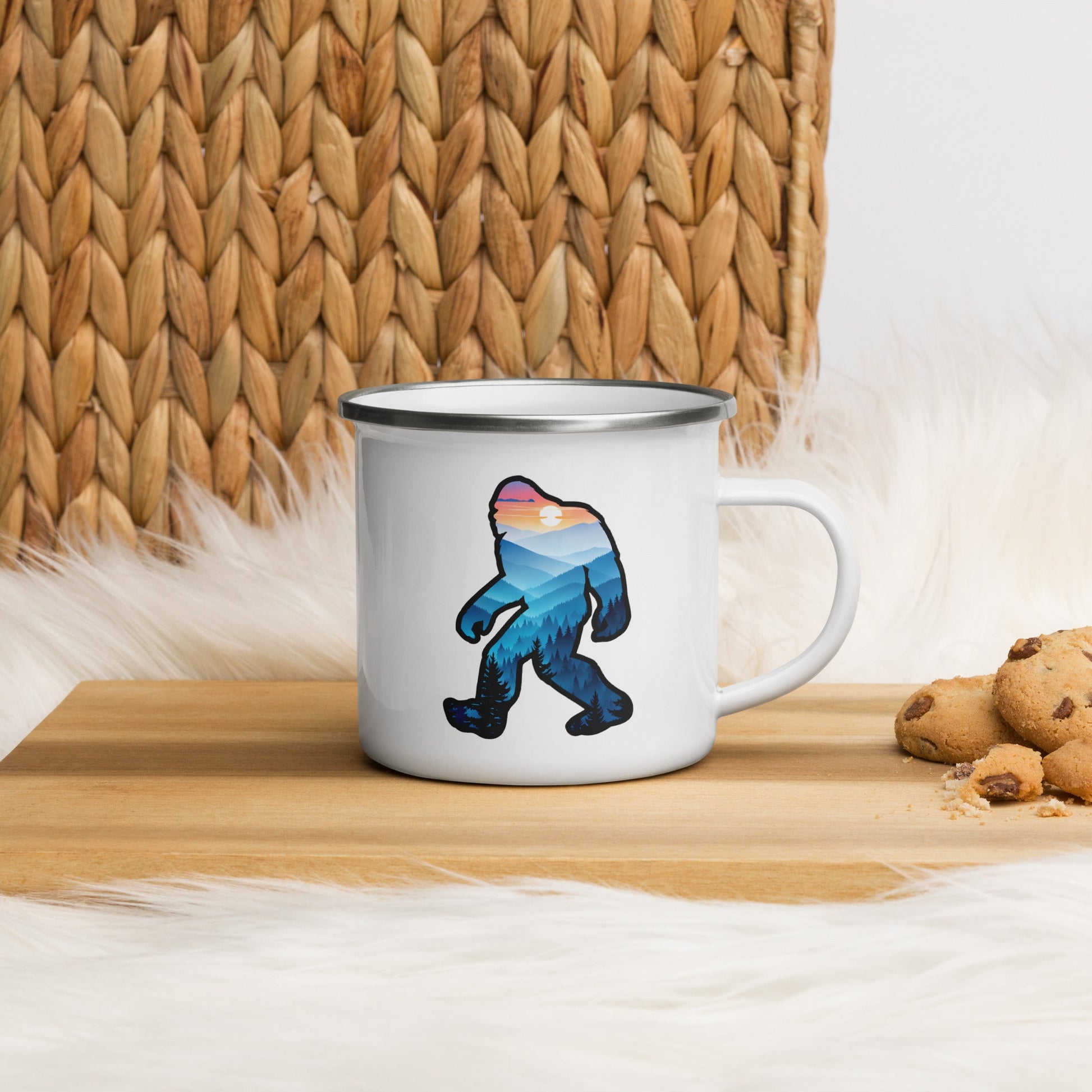 Bigfoot Blue Mountains Enamel Mug - Mugs - Discovery Co.