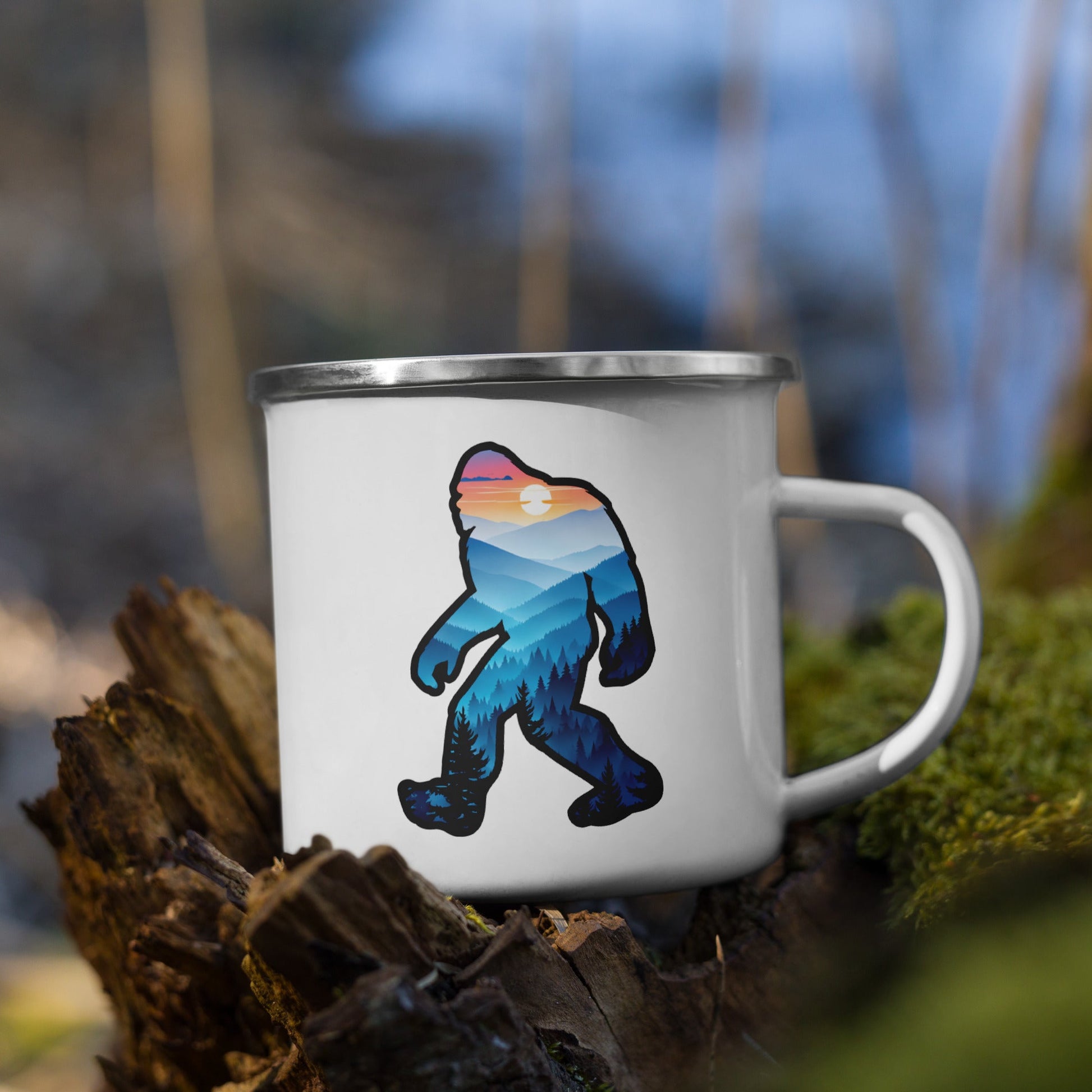 Bigfoot Blue Mountains Enamel Mug - Mugs - Discovery Co.