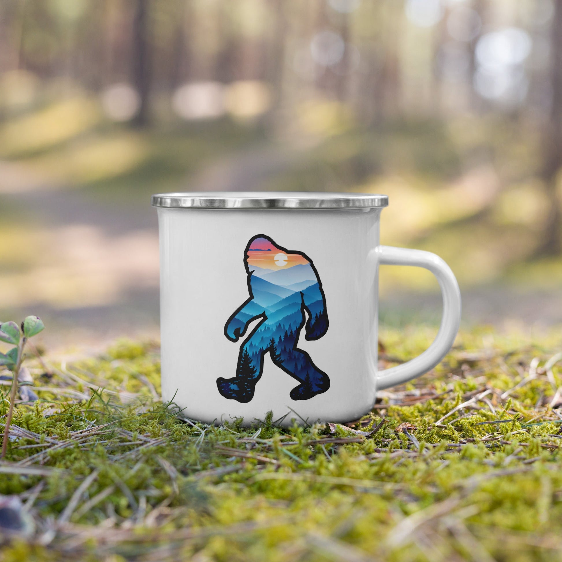 Bigfoot Blue Mountains Enamel Mug - Mugs - Discovery Co.