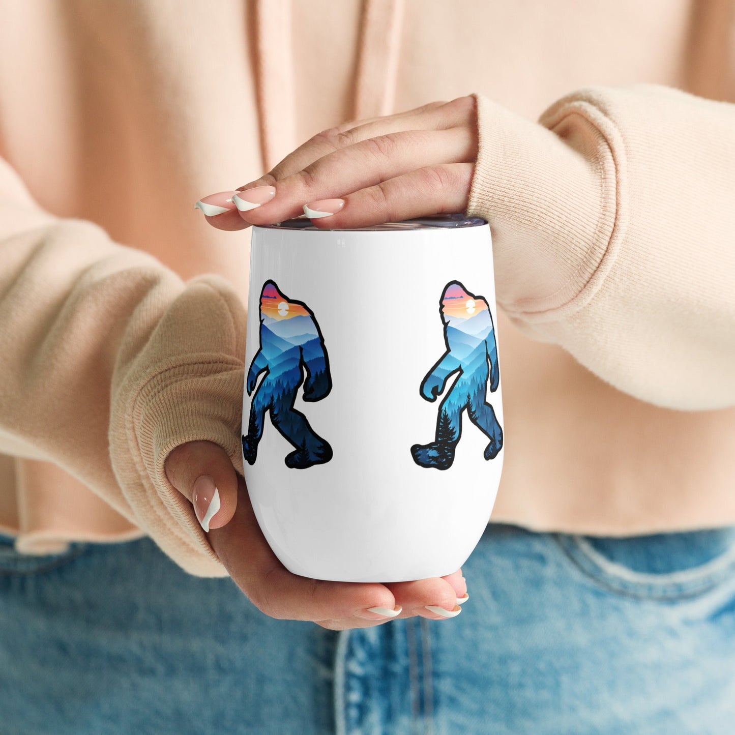 Bigfoot Blue Mountains Stainless Steel Wine Tumbler - Steel Tumbler - Discovery Co.