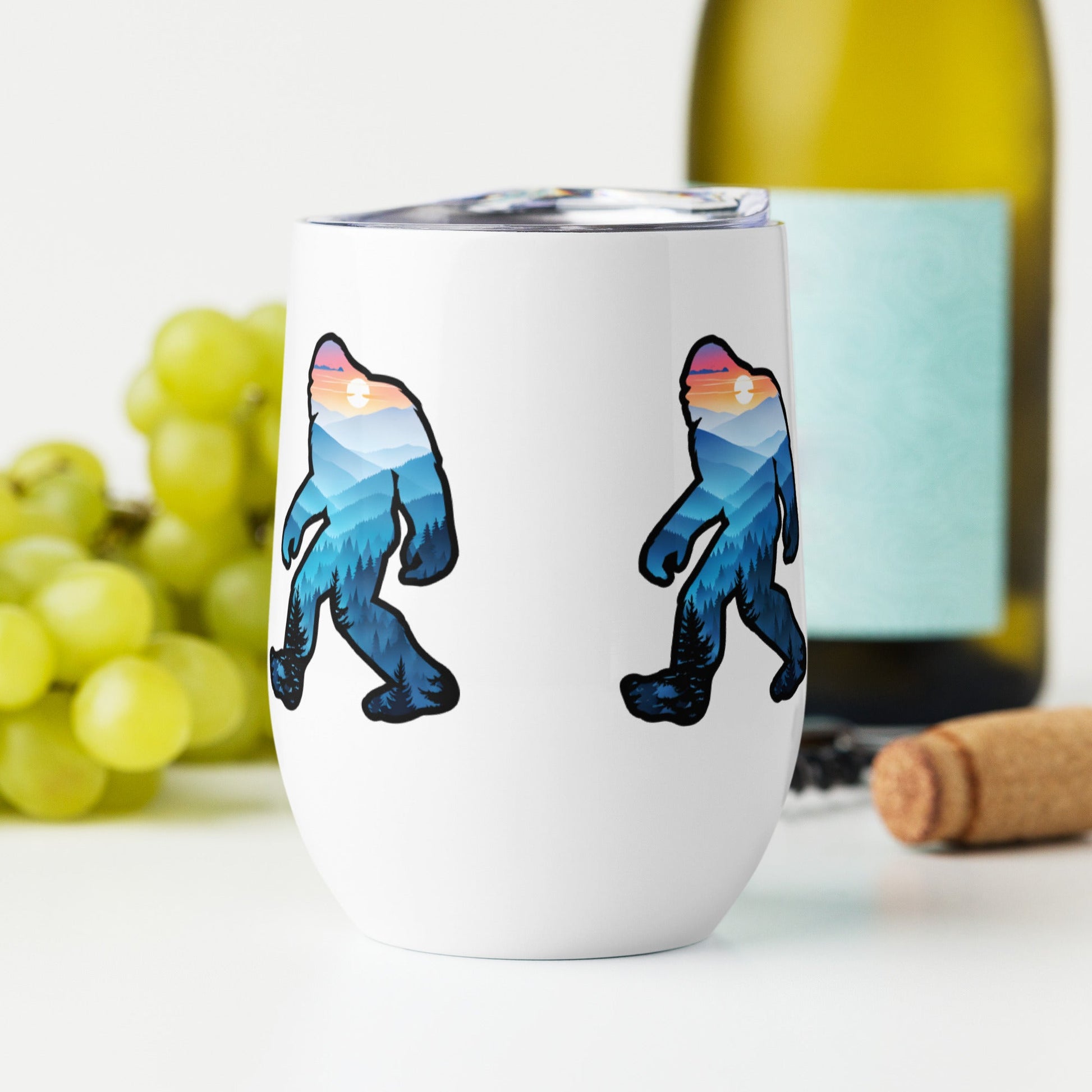 Bigfoot Blue Mountains Stainless Steel Wine Tumbler - Steel Tumbler - Discovery Co.