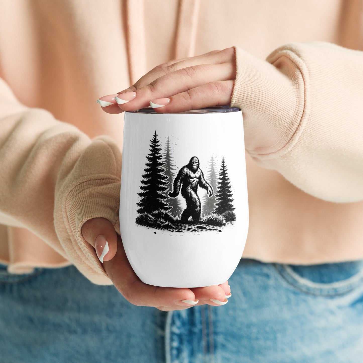 Bigfoot Forest II Stainless Steel Wine Tumbler - Steel Tumbler - Discovery Co.