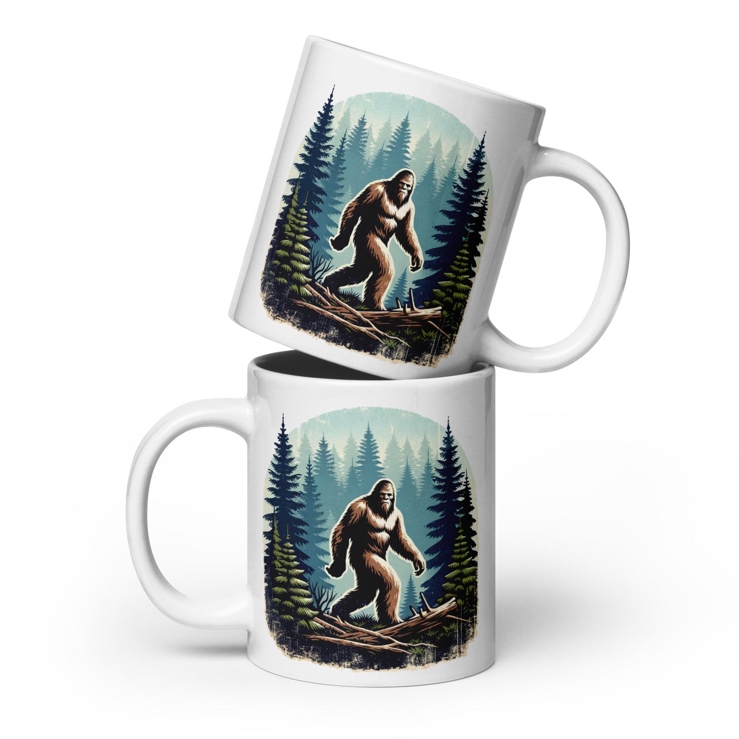 Bigfoot Forest White Glossy Mug (11 oz, 15 oz, 20 oz) - Mugs - Discovery Co.