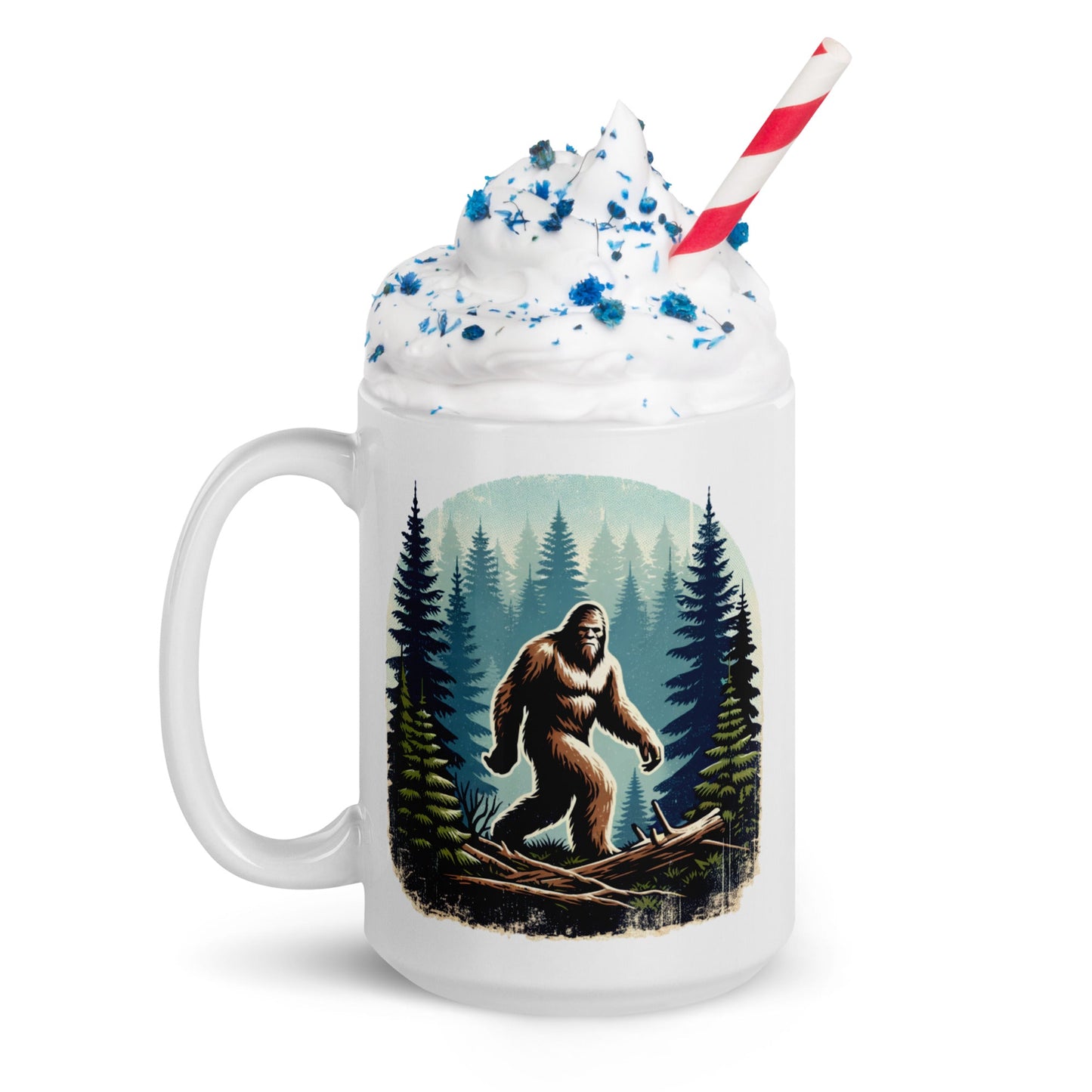Bigfoot Forest White Glossy Mug (11 oz, 15 oz, 20 oz) - Mugs - Discovery Co.