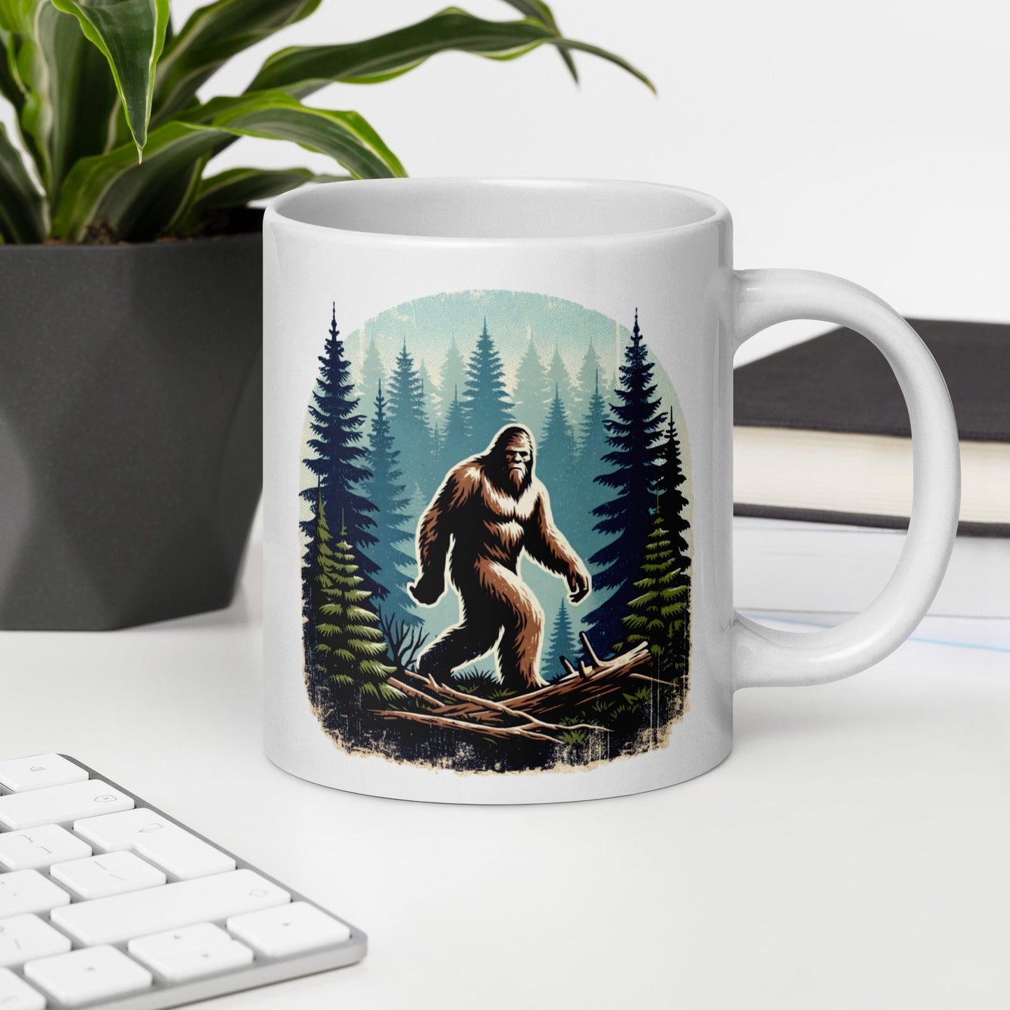 Bigfoot Forest White Glossy Mug (11 oz, 15 oz, 20 oz) - Mugs - Discovery Co.