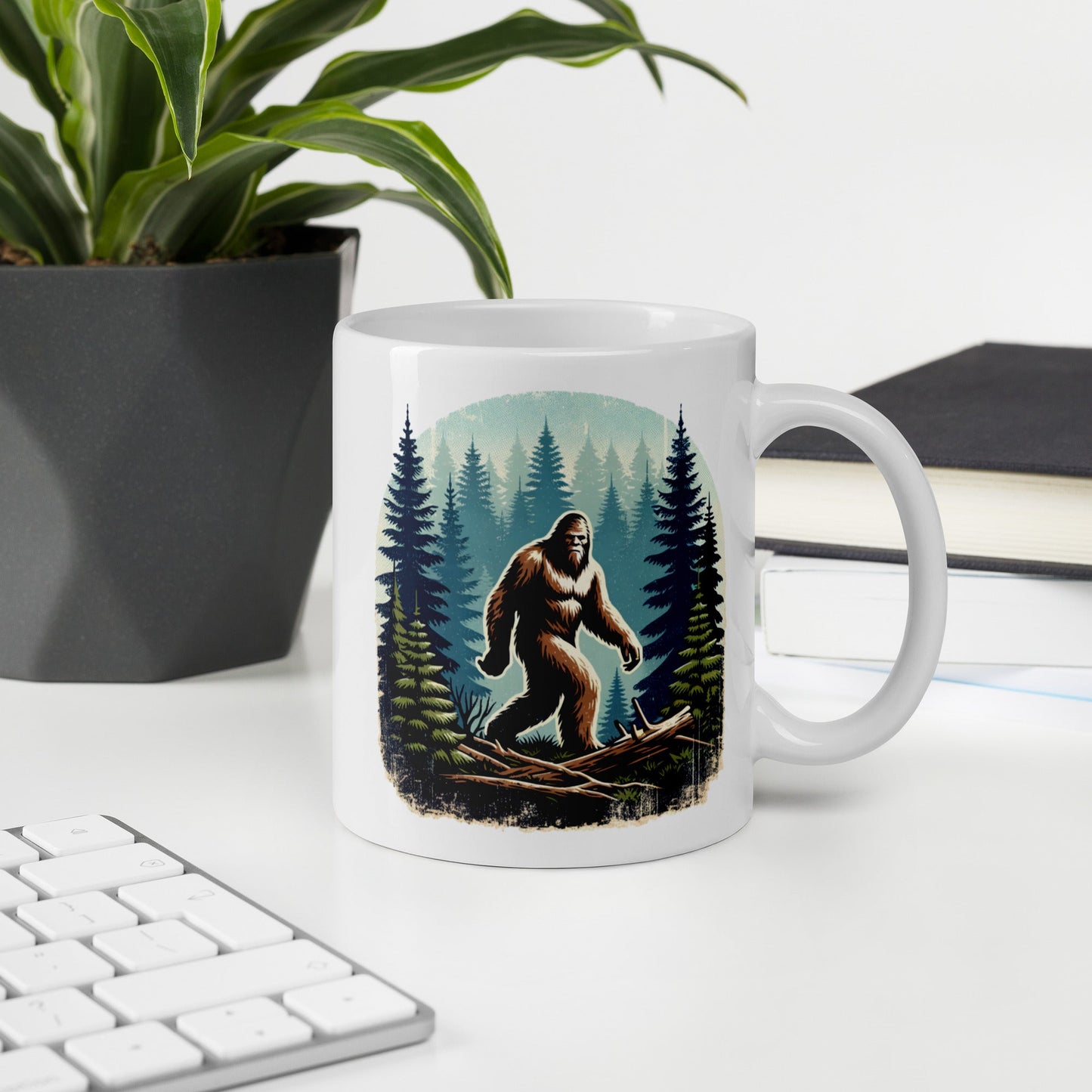 Bigfoot Forest White Glossy Mug (11 oz, 15 oz, 20 oz) - Mugs - Discovery Co.