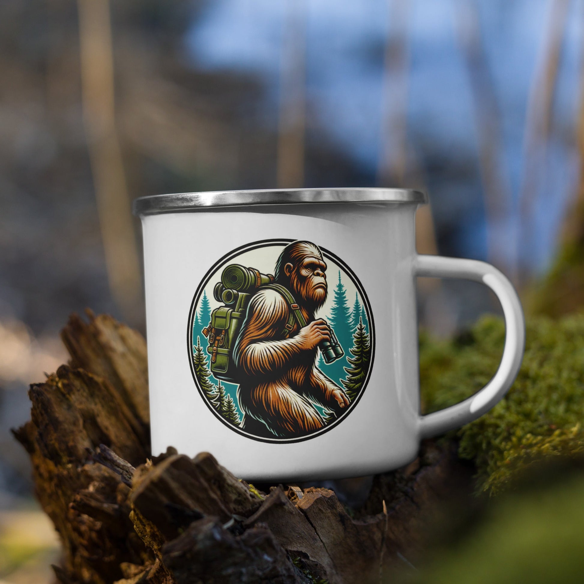 Bigfoot Hiking Enamel Mug - Mugs - Discovery Co.