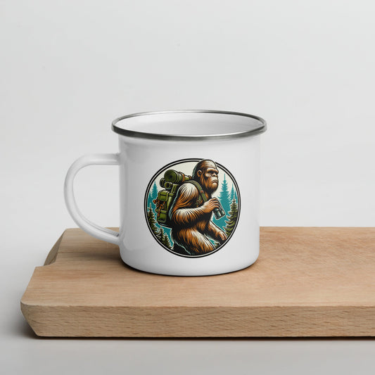 Bigfoot Hiking Enamel Mug - Mugs - Discovery Co.