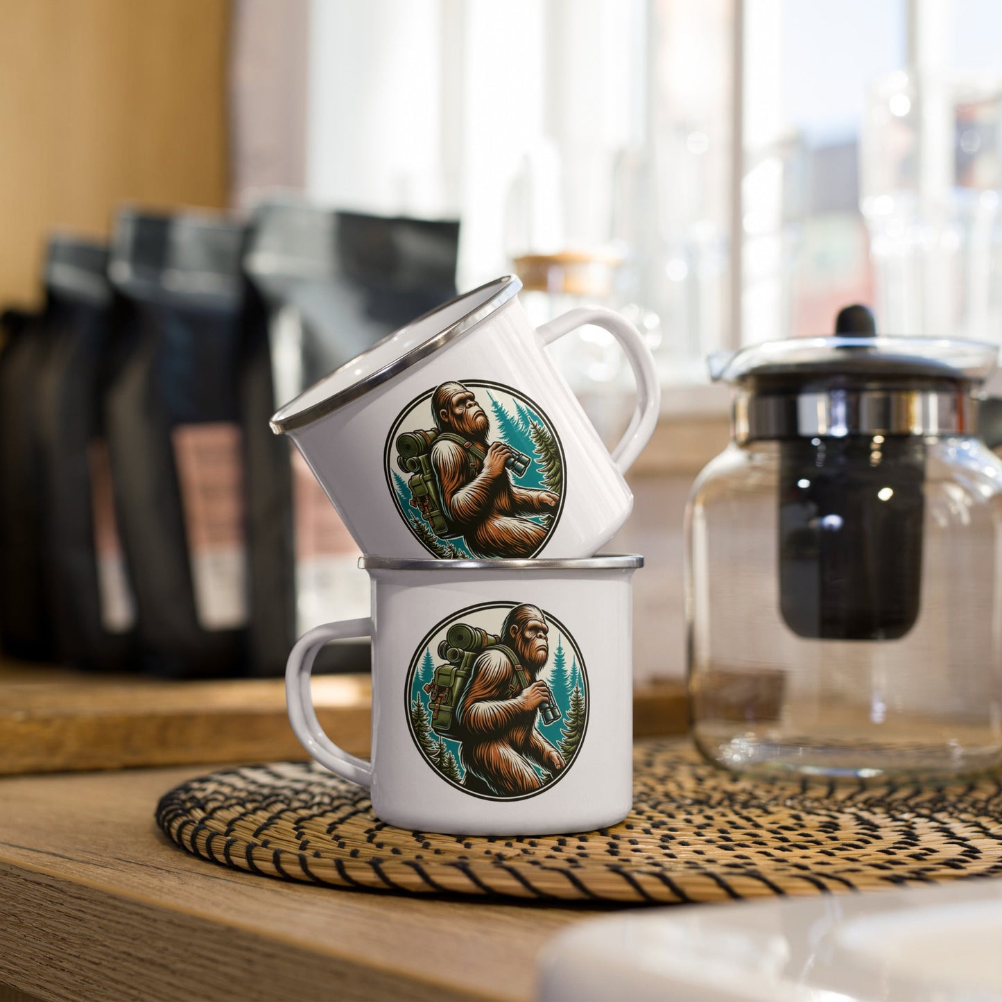 Bigfoot Hiking Enamel Mug - Mugs - Discovery Co.