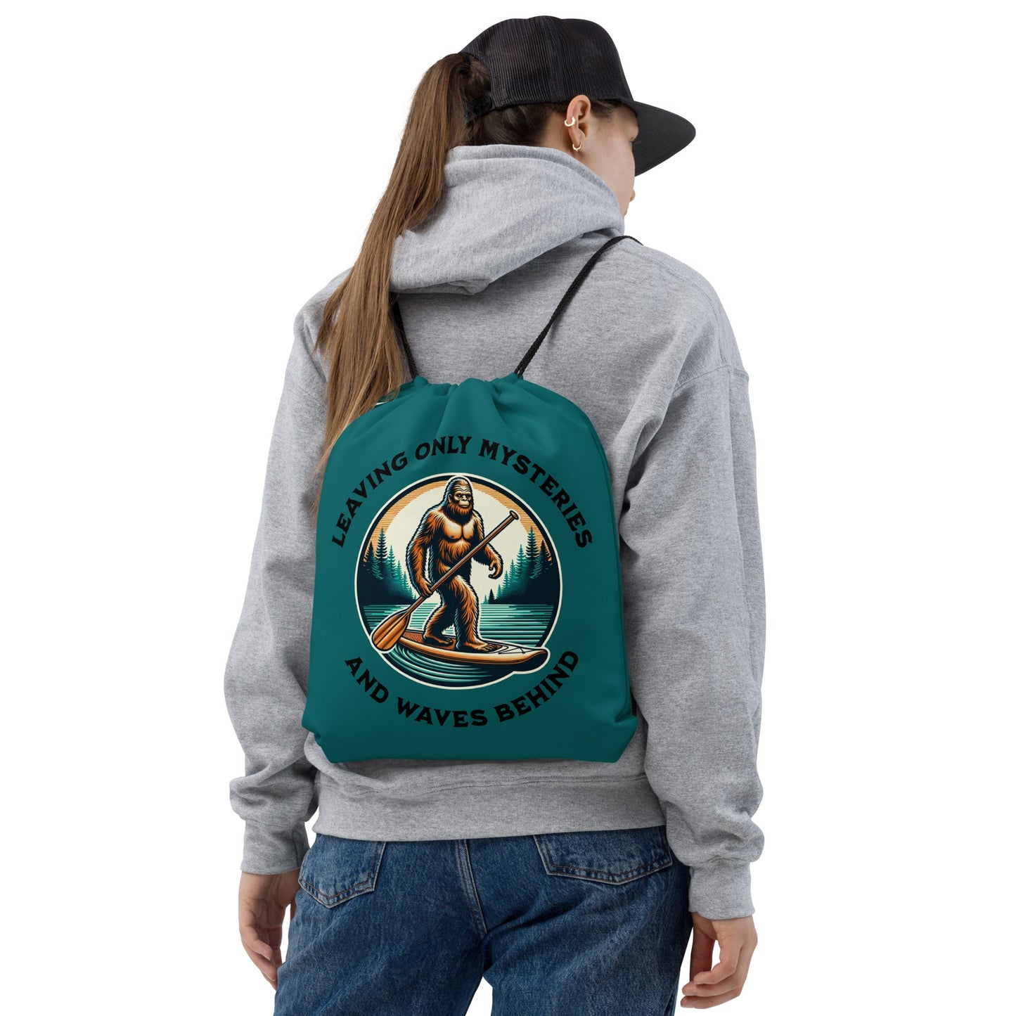 Bigfoot Paddle Boarding Drawstring Bag - Drawstring Bag - Discovery Co.