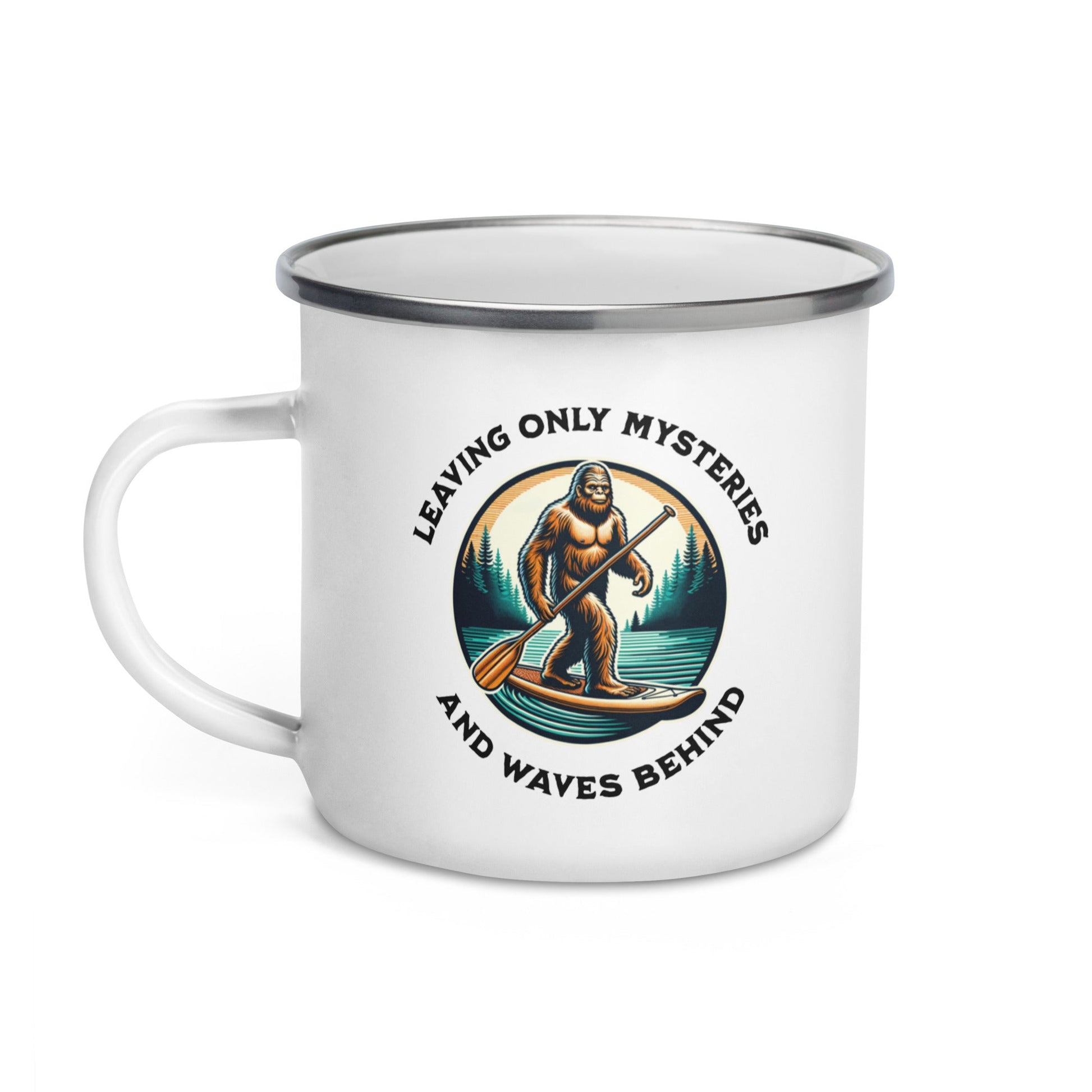 Bigfoot Paddle Boarding Enamel Mug - Mugs - Discovery Co.