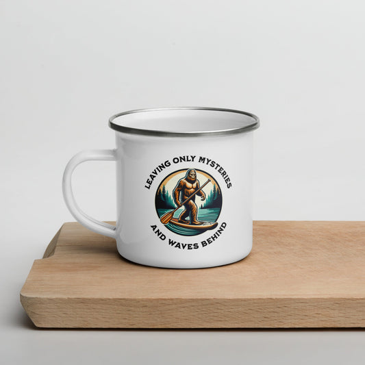 Bigfoot Paddle Boarding Enamel Mug - Mugs - Discovery Co.