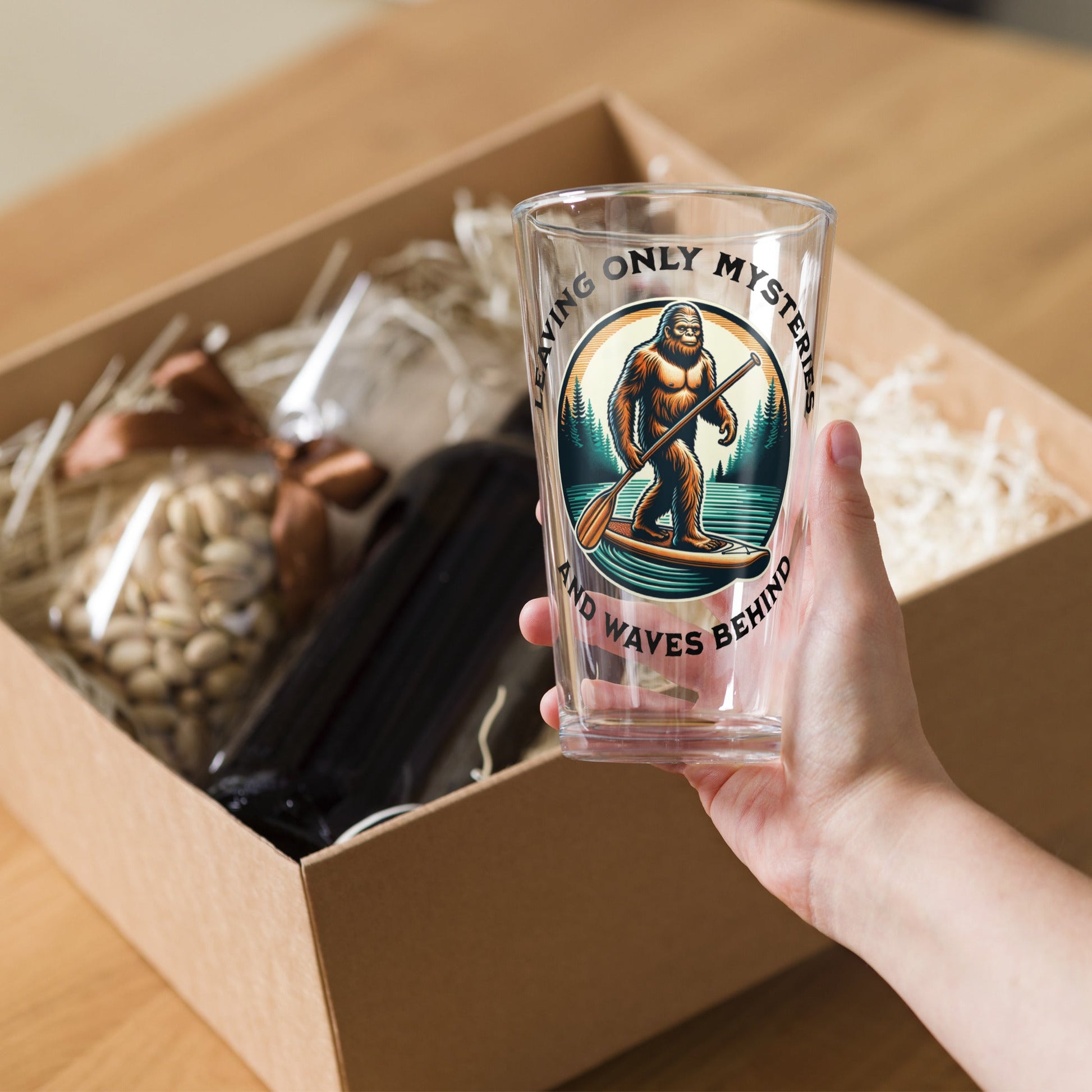 Bigfoot Paddle Boarding Pint Glass - Beer Glass - Discovery Co.